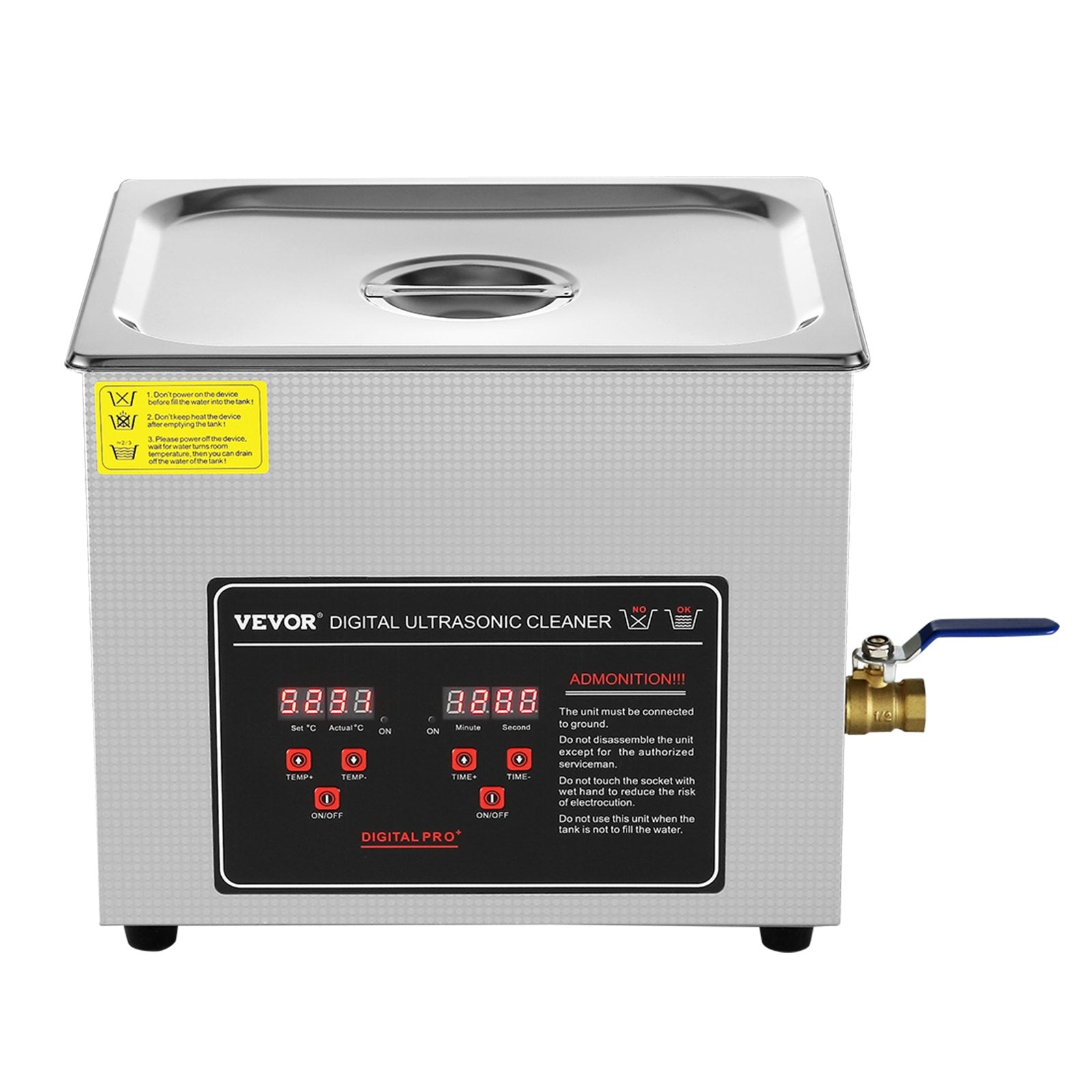 Jewelry Ultrasonic Cleaner with Digital Heater Timer Professional 10L