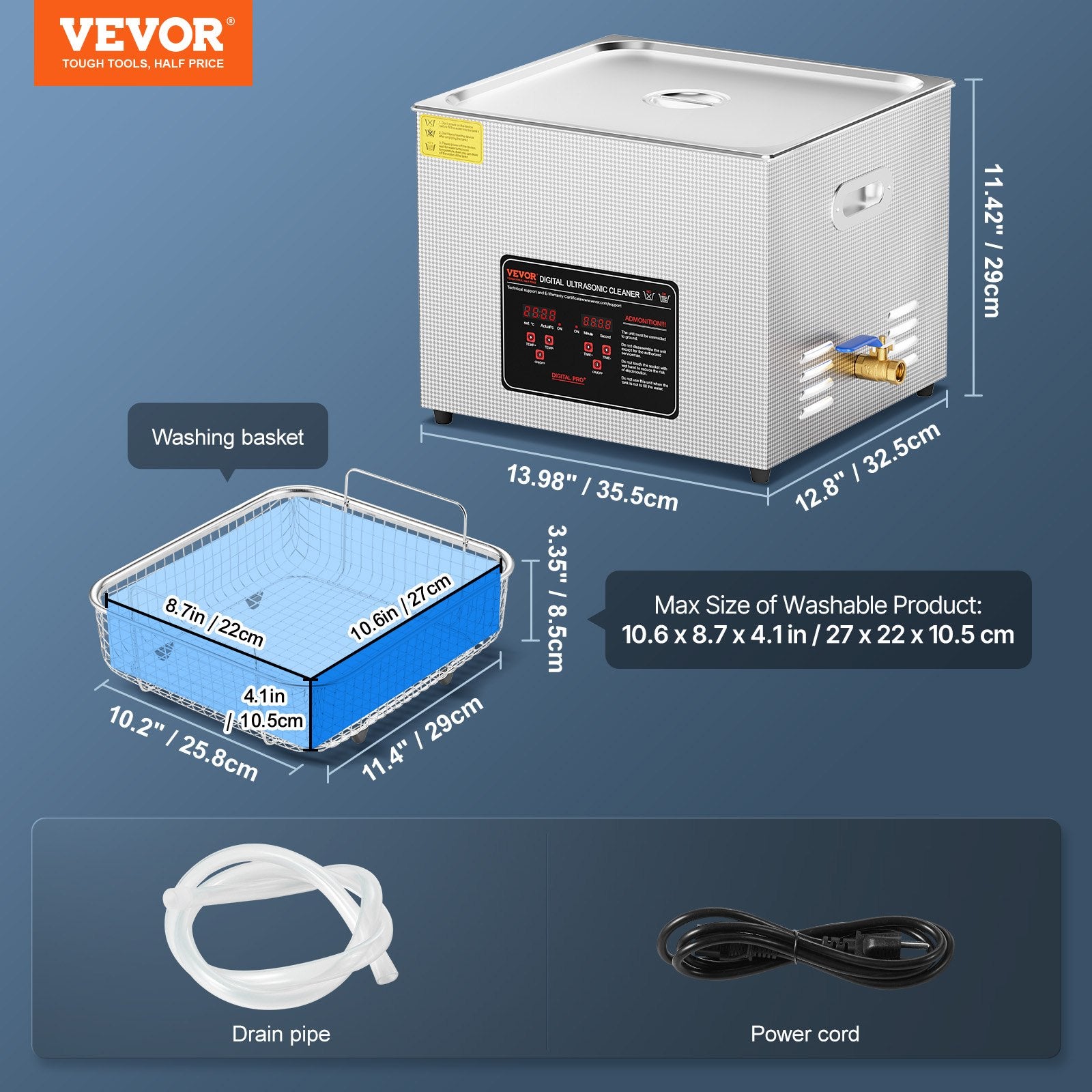 Ultrasonic Cleaner 15L 360W Digital 40kHz Timer Heater Watch Glasses Jewelry