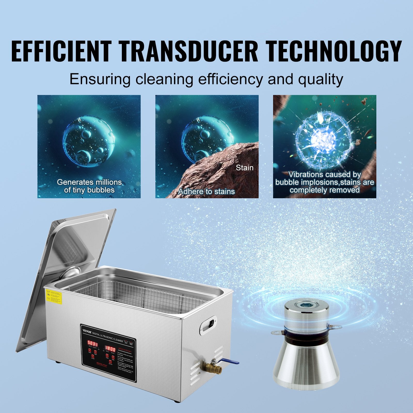 Ultrasonic Cleaner 22L with Digital Timer Heater Professional Stainless Steel