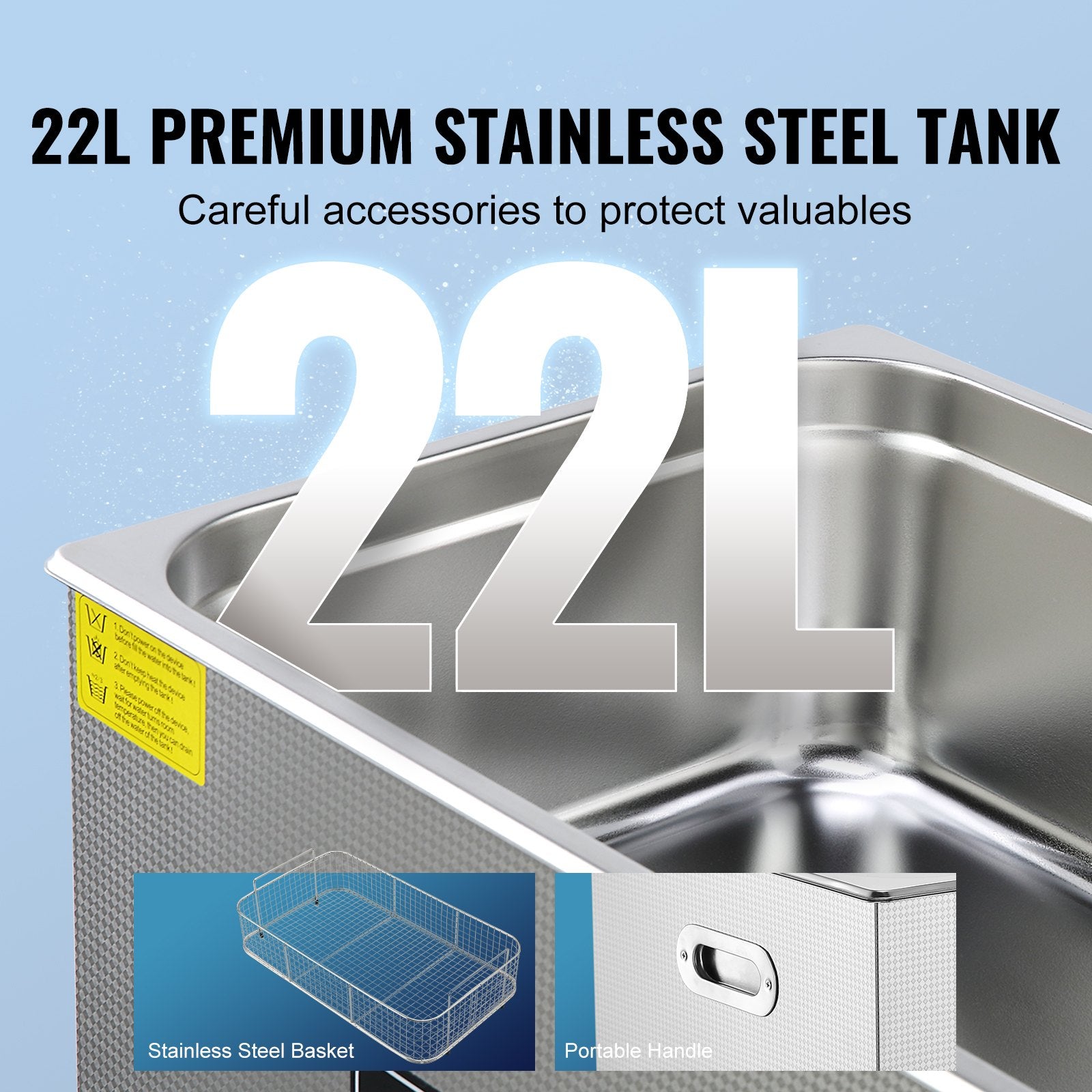 Ultrasonic Cleaner 22L with Digital Timer Heater Professional Stainless Steel