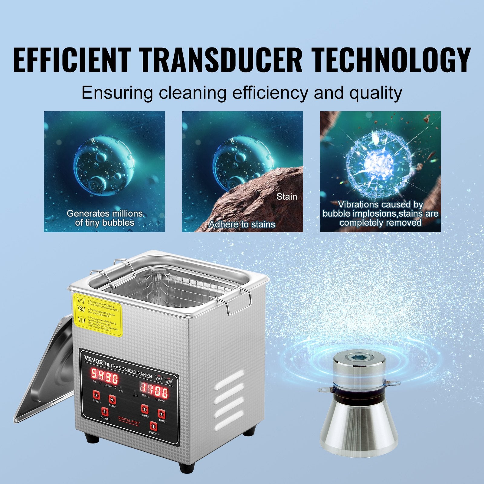 Jewelry Ultrasonic Cleaner with Digital Heater Timer Professional 2L