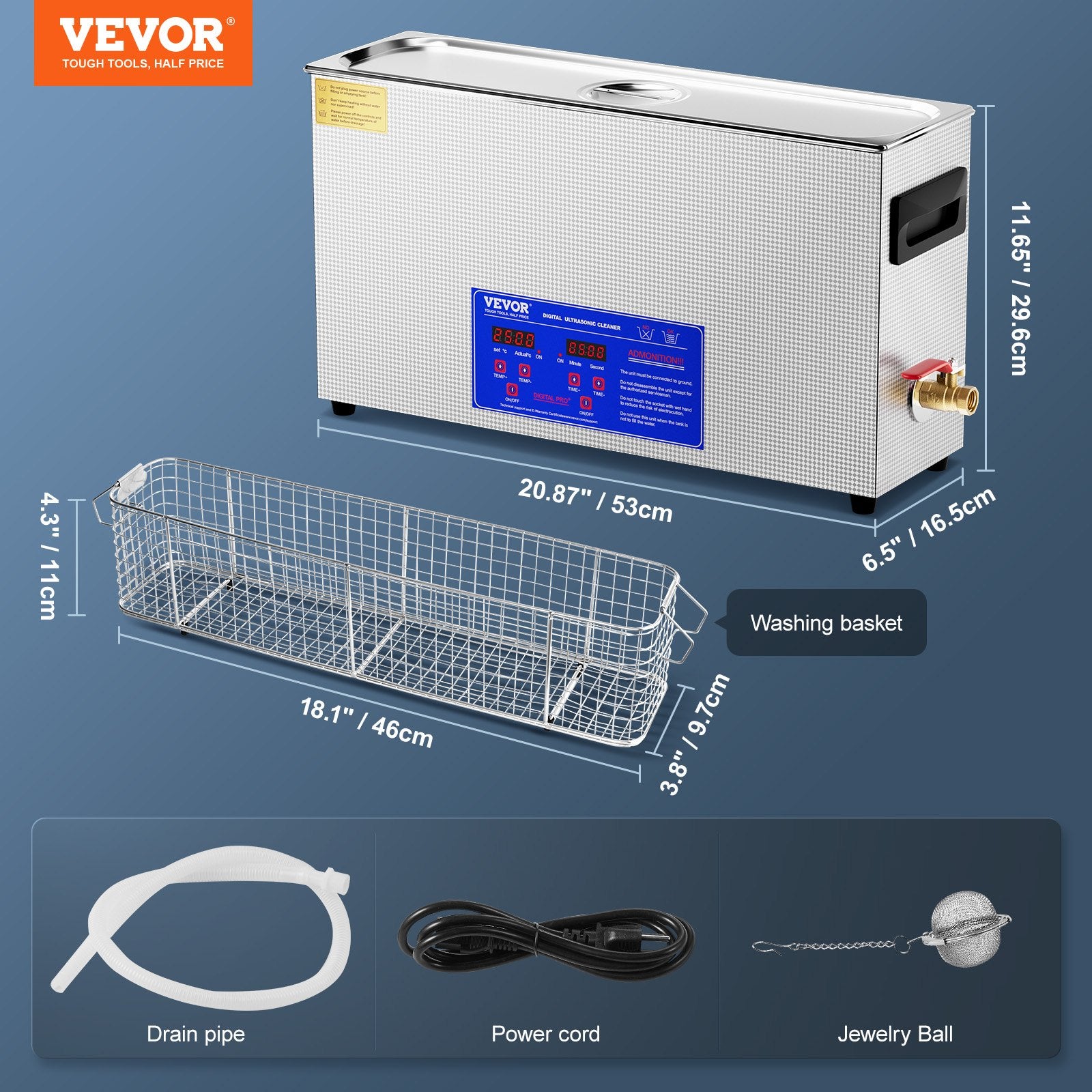 10L Ultrasonic Gun Cleaner 300W Digital 40kHz with Timer Heater for Gun Parts
