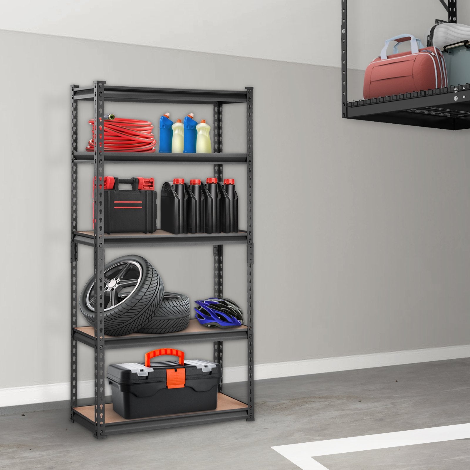 Storage Shelving Unit 5-Tier Heavy Duty Metal Garage Organizer Rack Black
