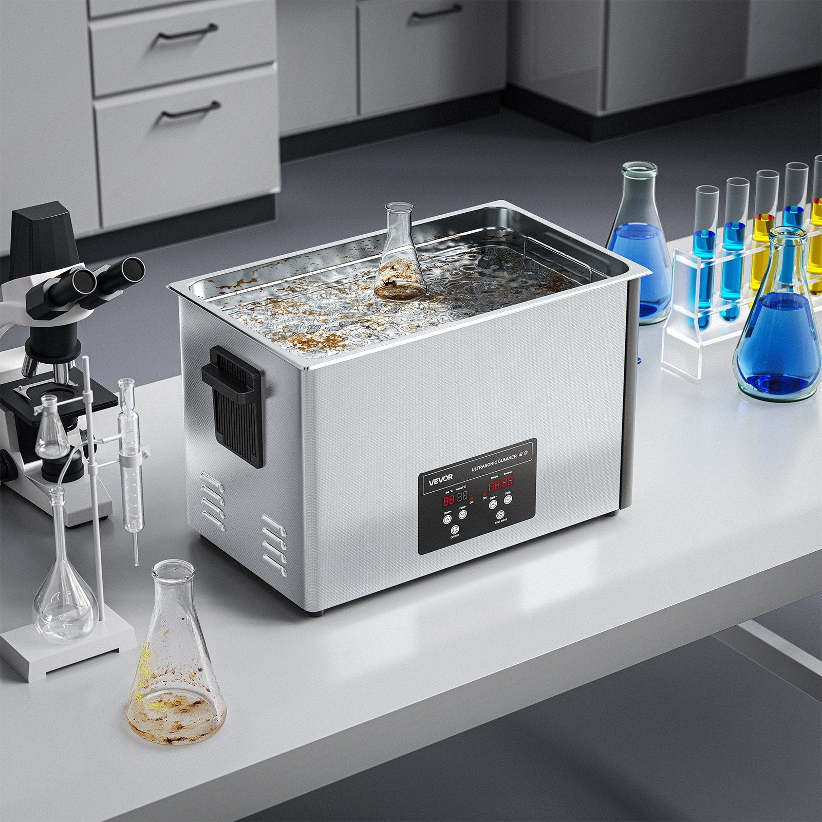 30L Ultrasonic Cleaner 480W 40kHz Stainless Steel Digital Parts Cleaner