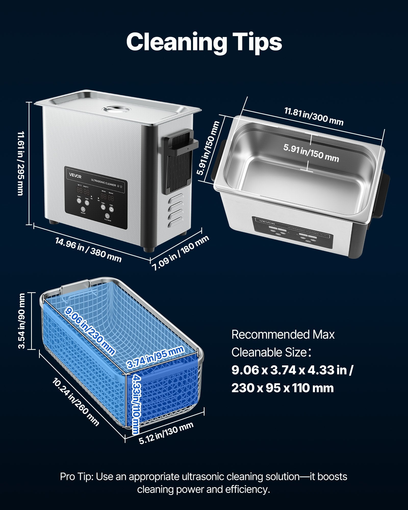 6L Ultrasonic Cleaner Professional Machine Basket Digital 120W 40kHz Stainless