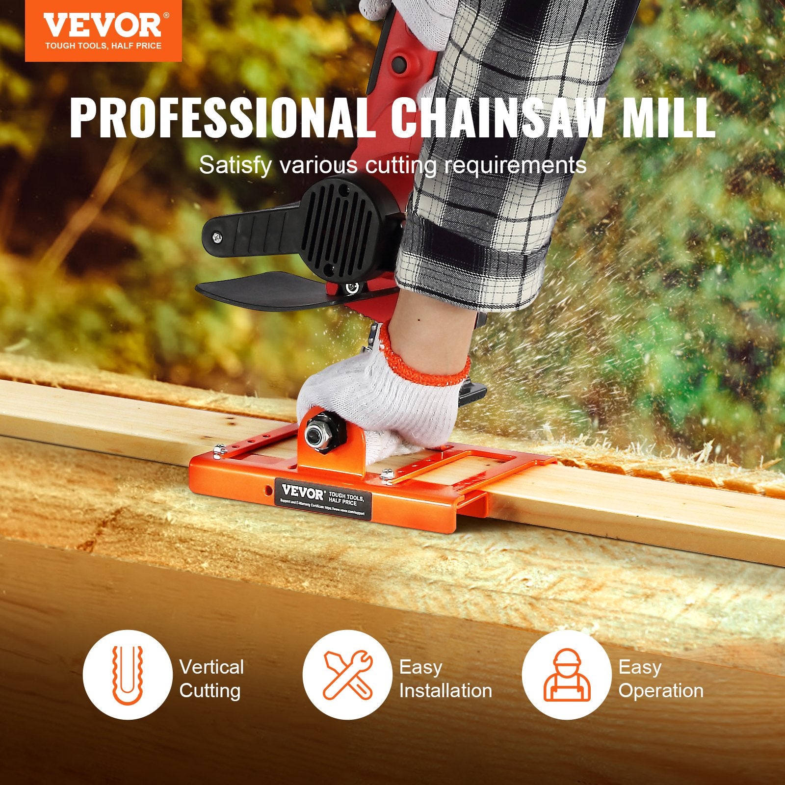 Vertical Chainsaw Mill Lumber Cutting Guide 5.1–15.2cm Cast Iron Attachment