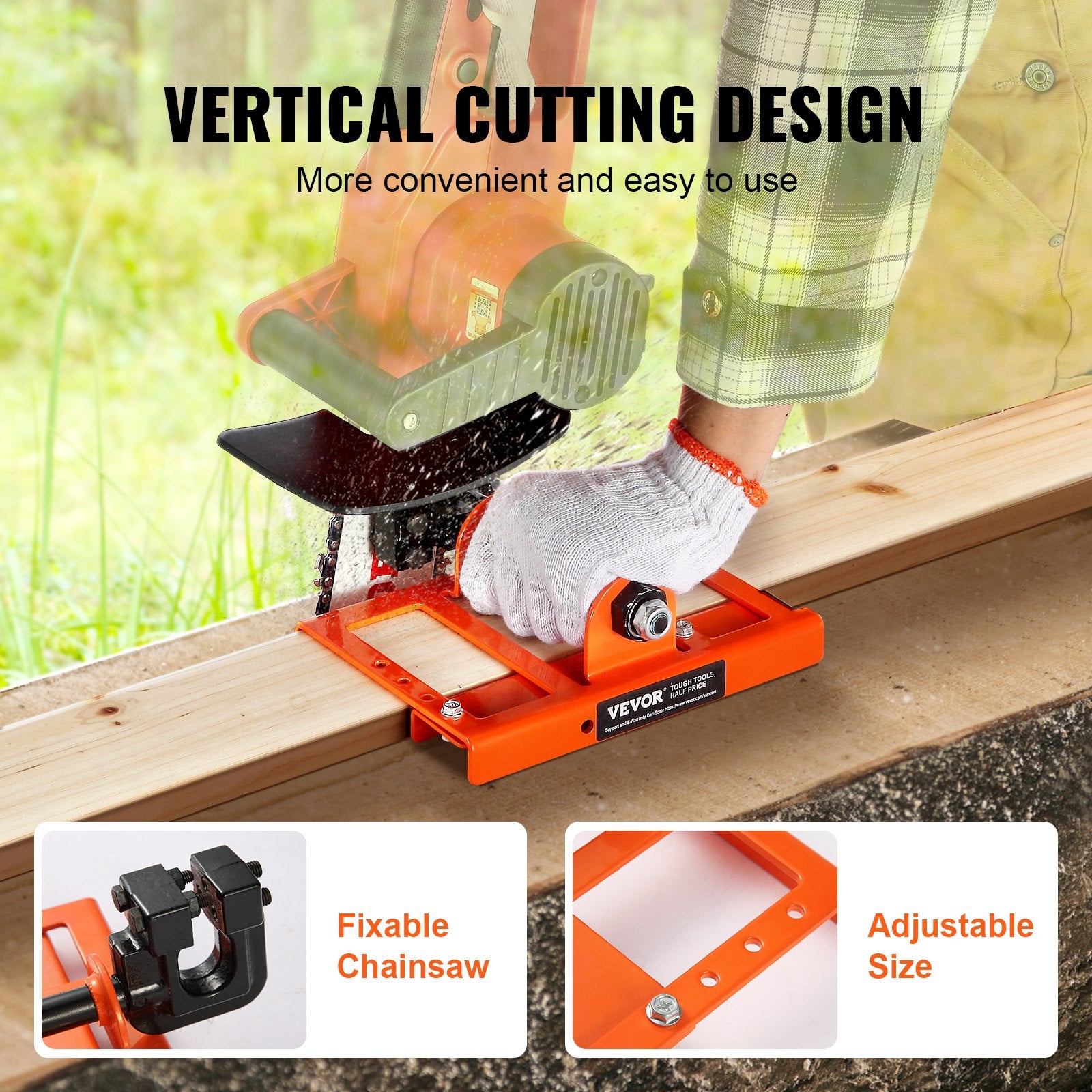 Vertical Chainsaw Mill Lumber Cutting Guide 5.1–15.2cm Cast Iron Attachment