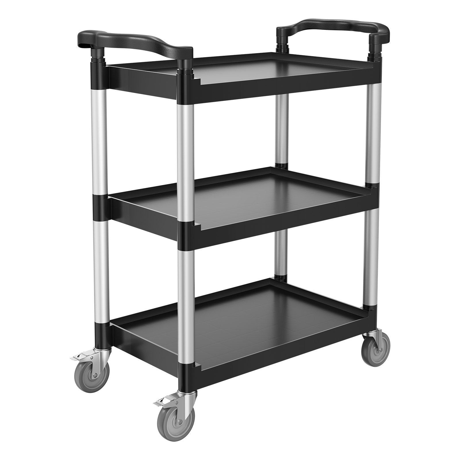 Utility Cart 300 lbs 3-Tier Plastic with 360° Swivel Wheels Food Service Cart