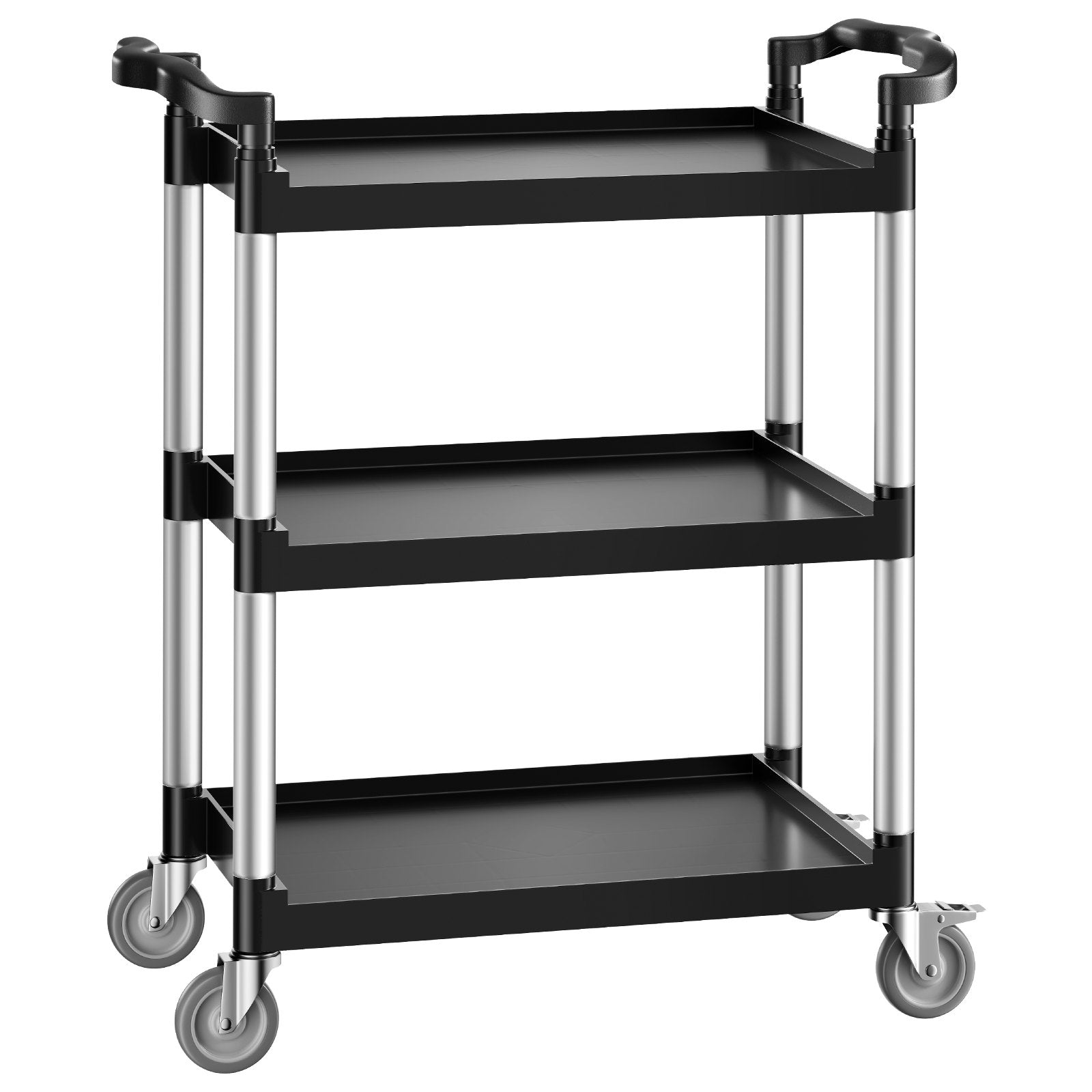 Utility Cart 300 lbs 3-Tier Plastic with 360° Swivel Wheels Food Service Cart