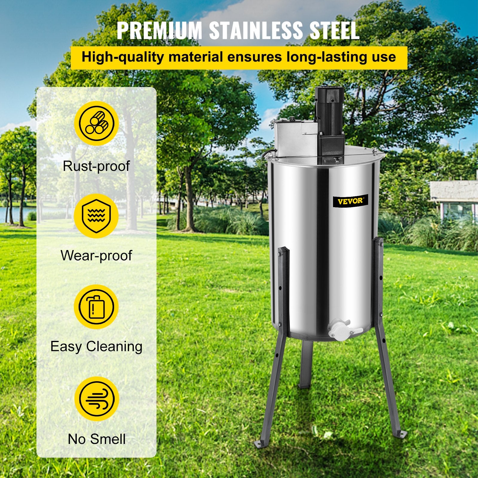 Electric Honey Extractor, 3 Frame Stainless Steel Bee Honey Spinner with Stand