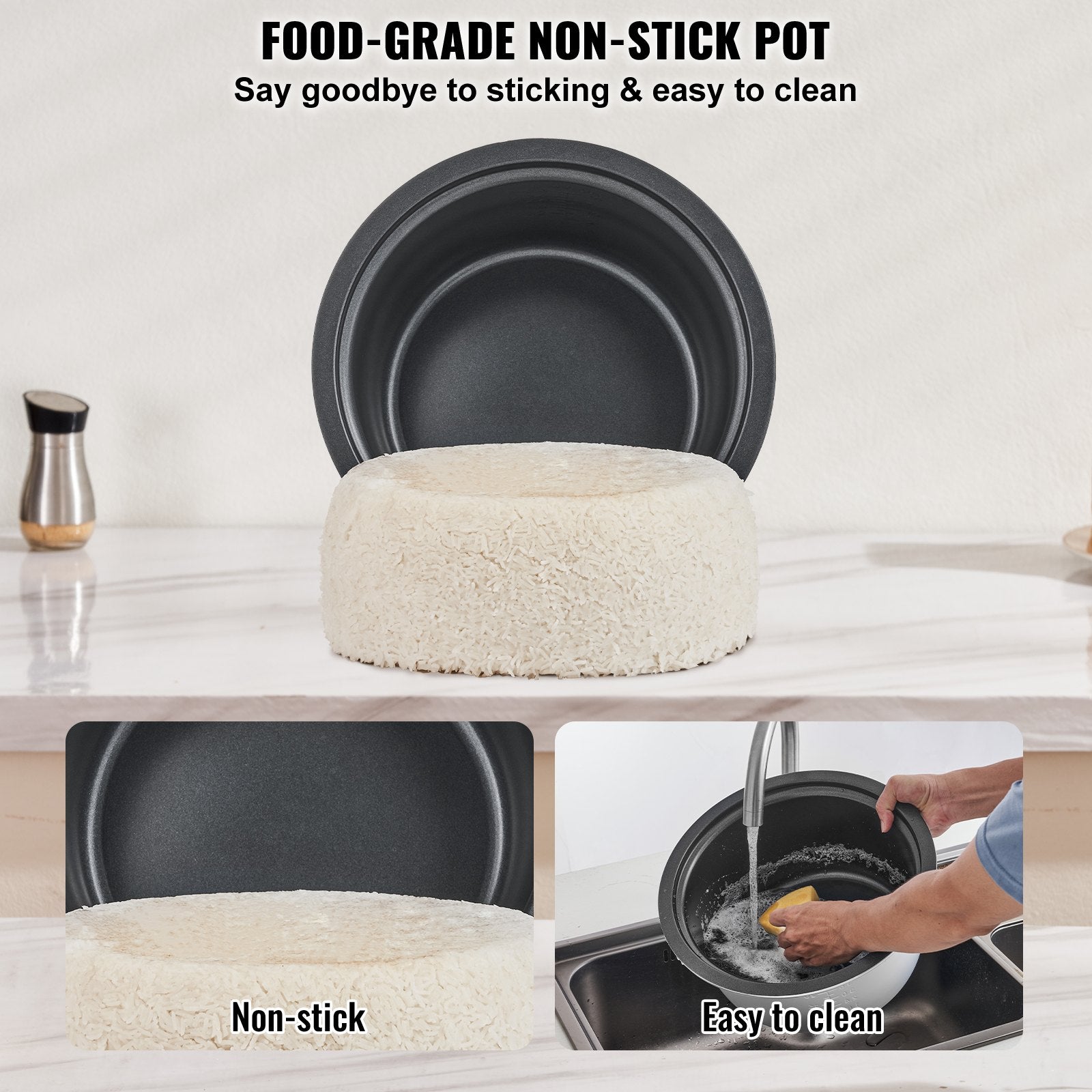 Commercial Rice Cooker 60-Cup 13L Large Nonstick Cooker with 24H Warmer & Paddle