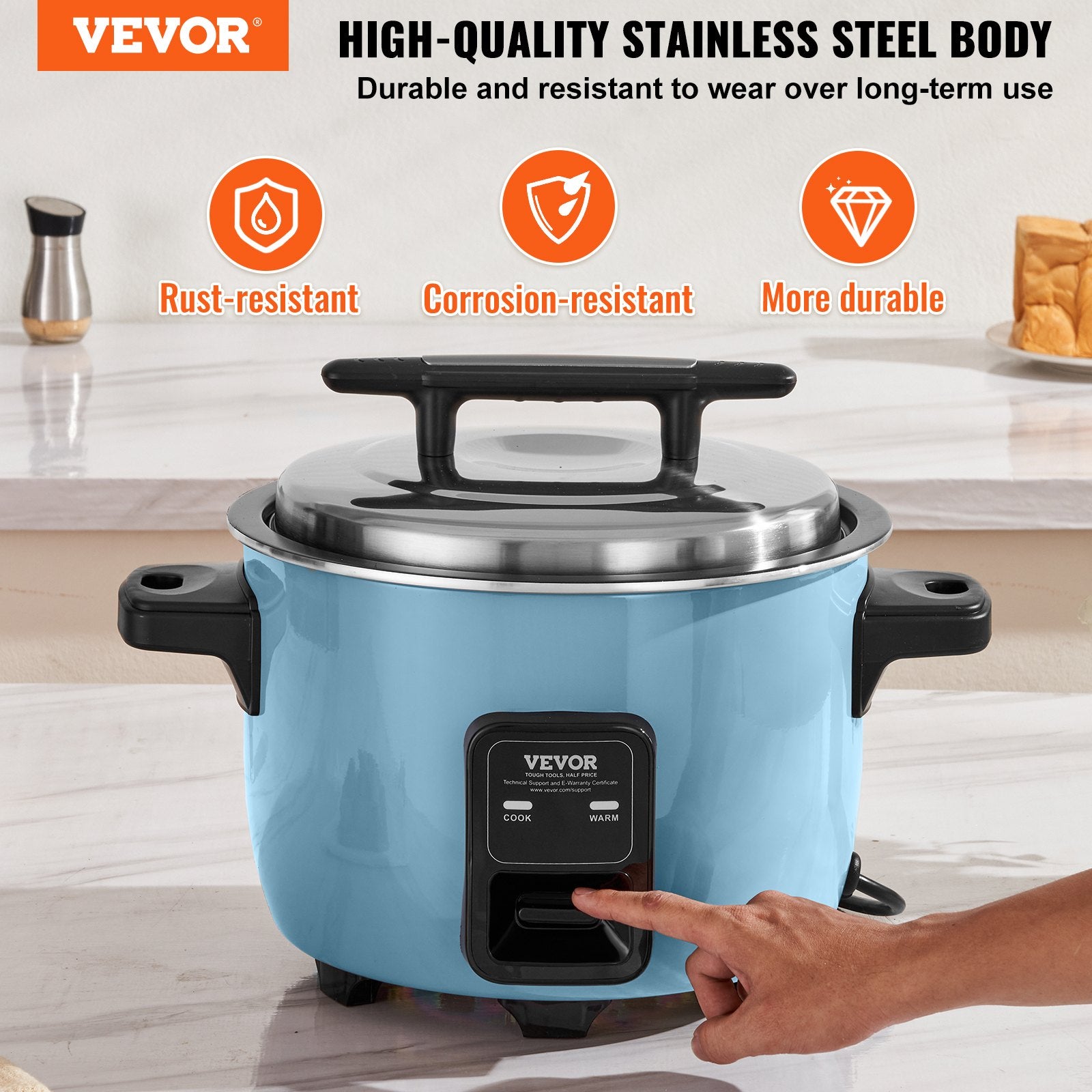 Commercial Rice Cooker 40-Cup 8L, Large Nonstick Cooker with 24H Warmer & Paddle