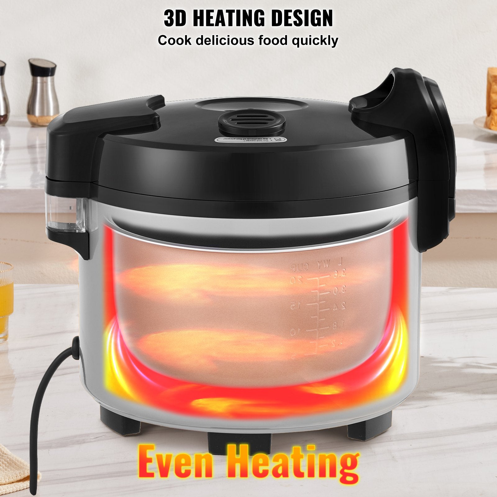 Commercial Rice Cooker 45-Cup 9L, Large Nonstick Cooker with Warmer & Paddle
