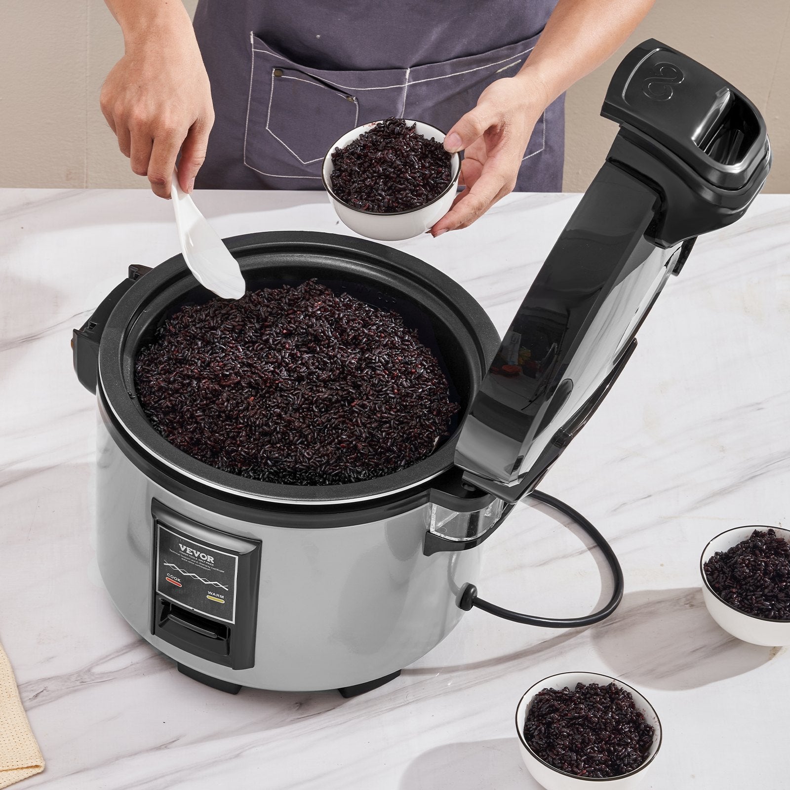 Commercial Rice Cooker 45-Cup 9L, Large Nonstick Cooker with Warmer & Paddle