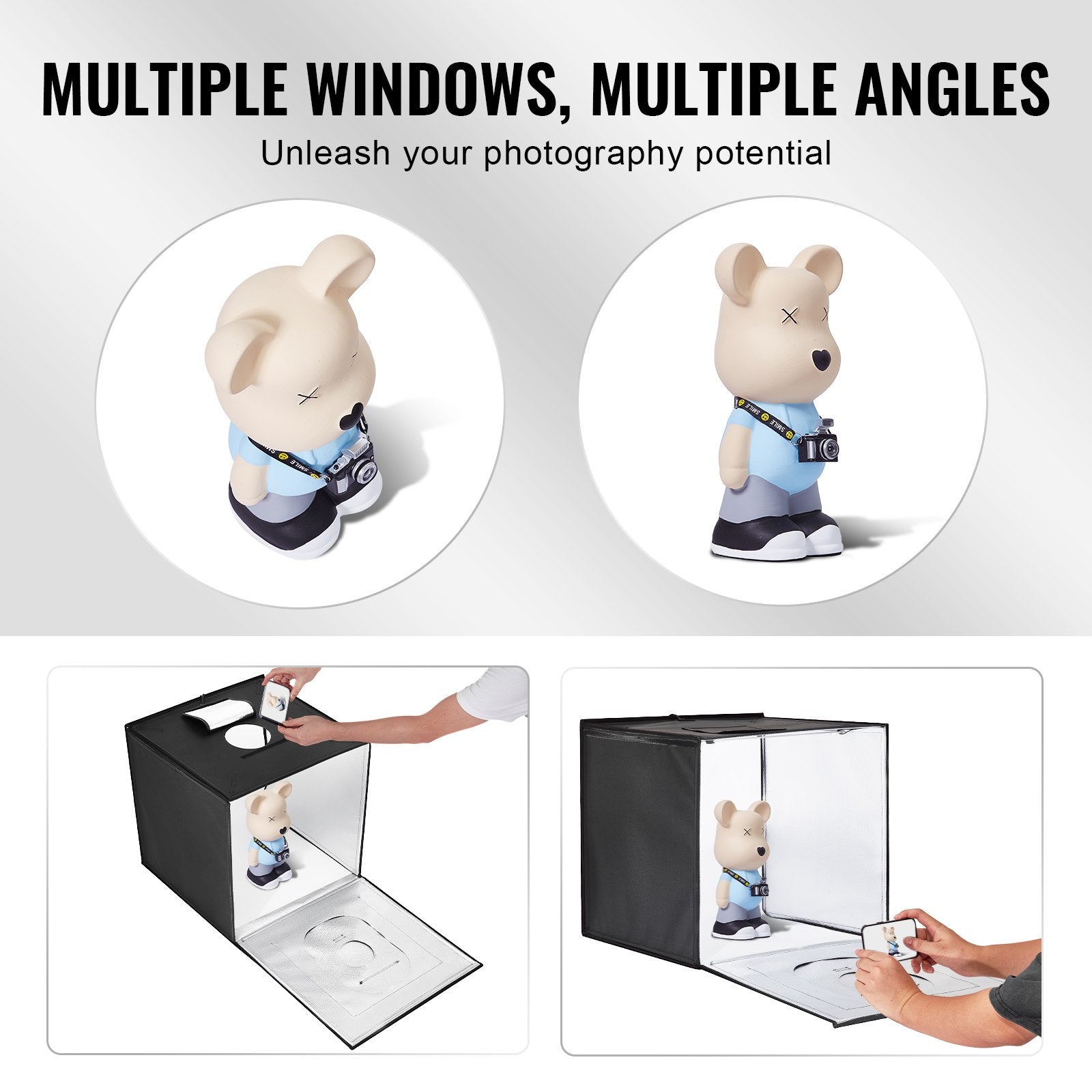 Photo Studio Light Box 3000-5600K Adjustable Tent Kit 160 LED with 6 Backdrops