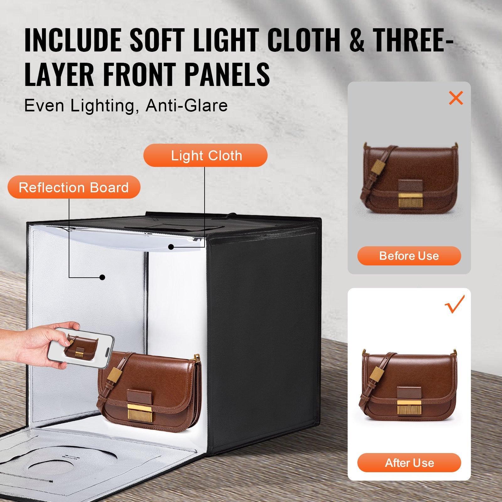 Photo Studio Light Box 3000-5600K Adjustable Tent Kit 160 LED with 6 Backdrops