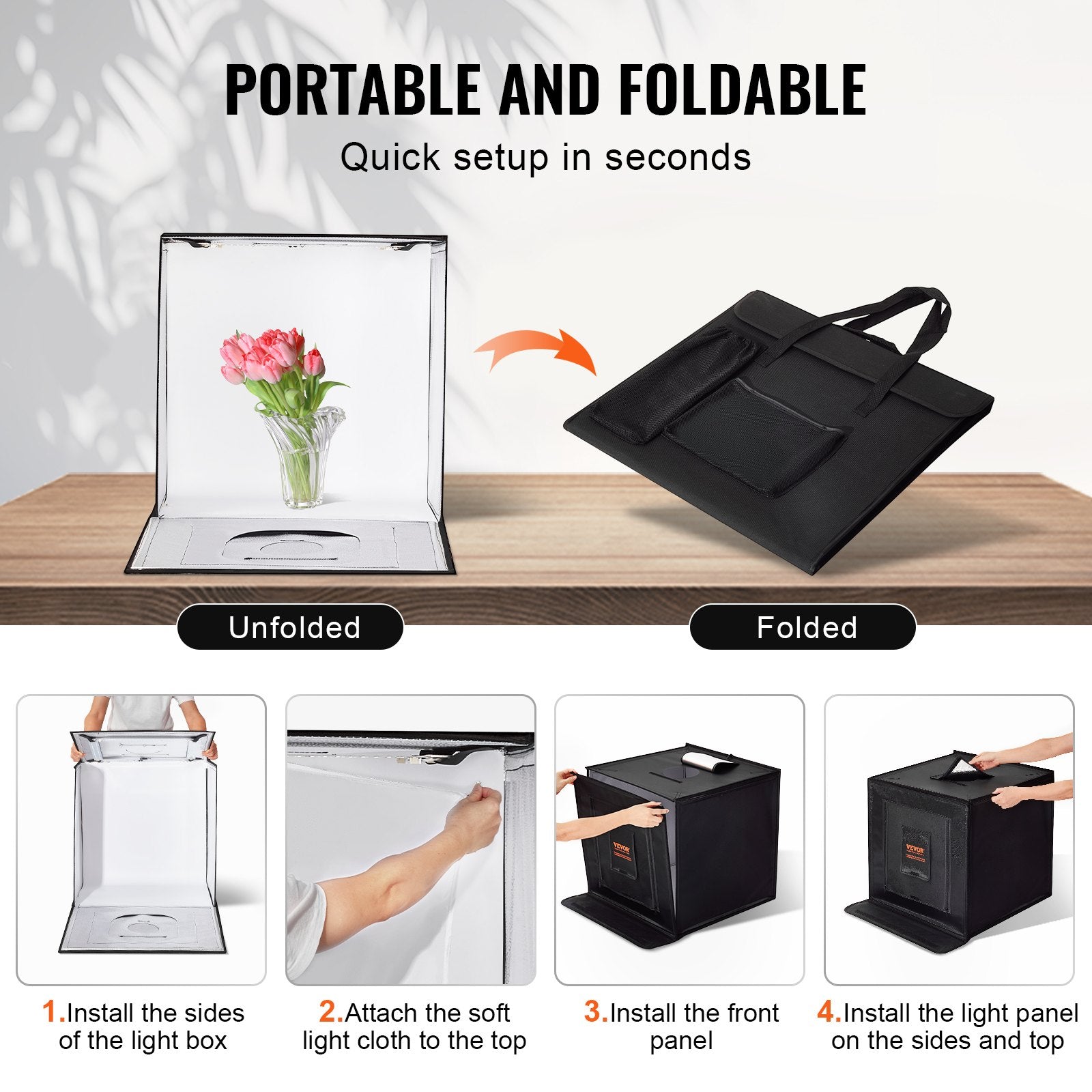 Photo Studio Light Box 3000-5600K Adjustable Tent Kit 160 LED with 6 Backdrops