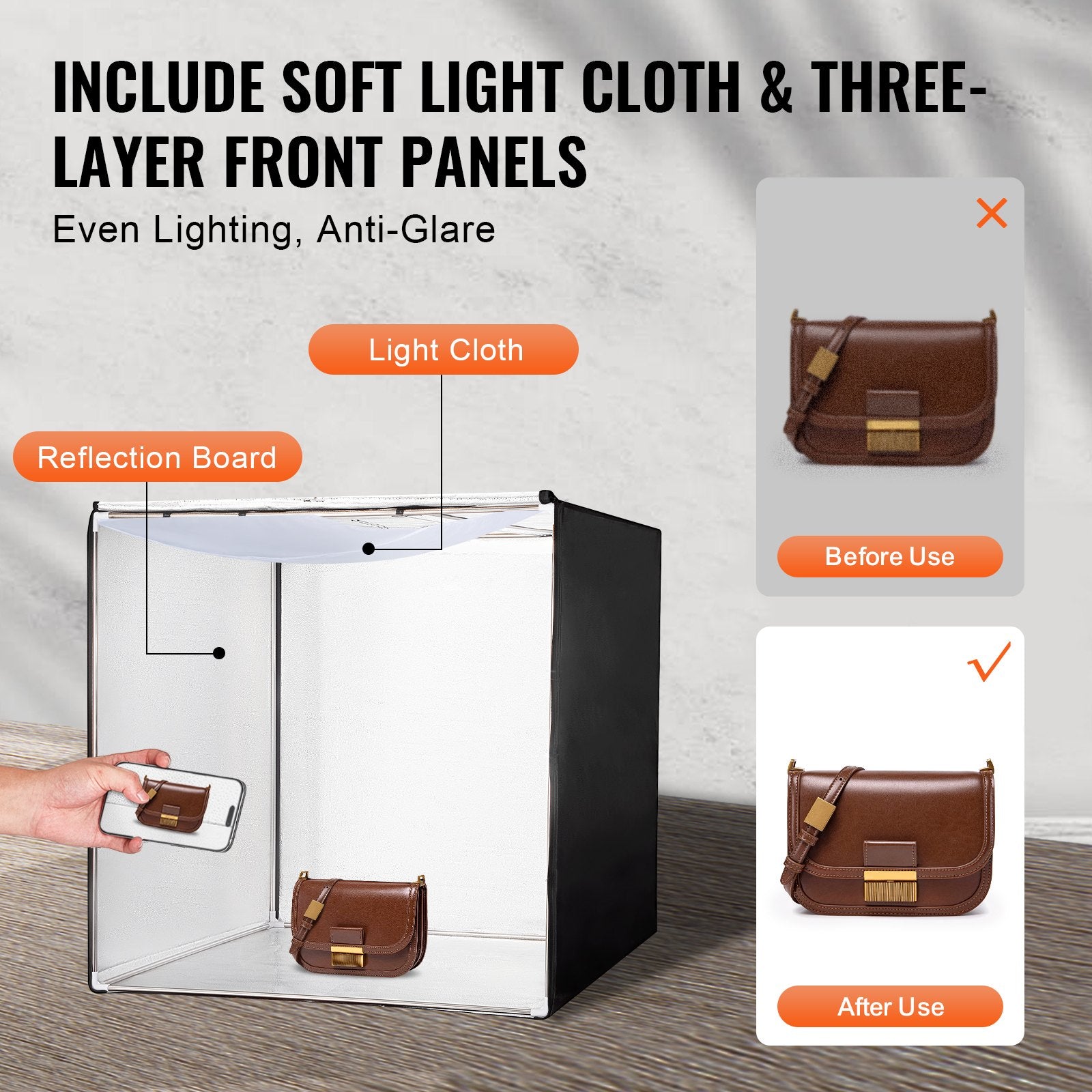 Photo Studio Light Box 5600K Shooting Tent Kit 210 LED with 5 Backdrops