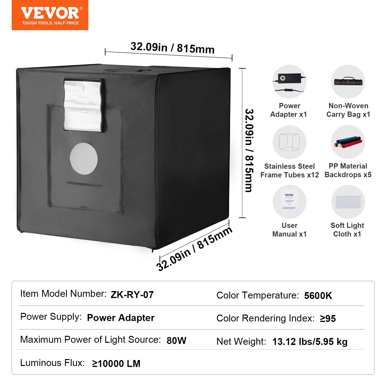 Photo Studio Light Box 5600K Shooting Tent Kit 210 LED with 5 Backdrops