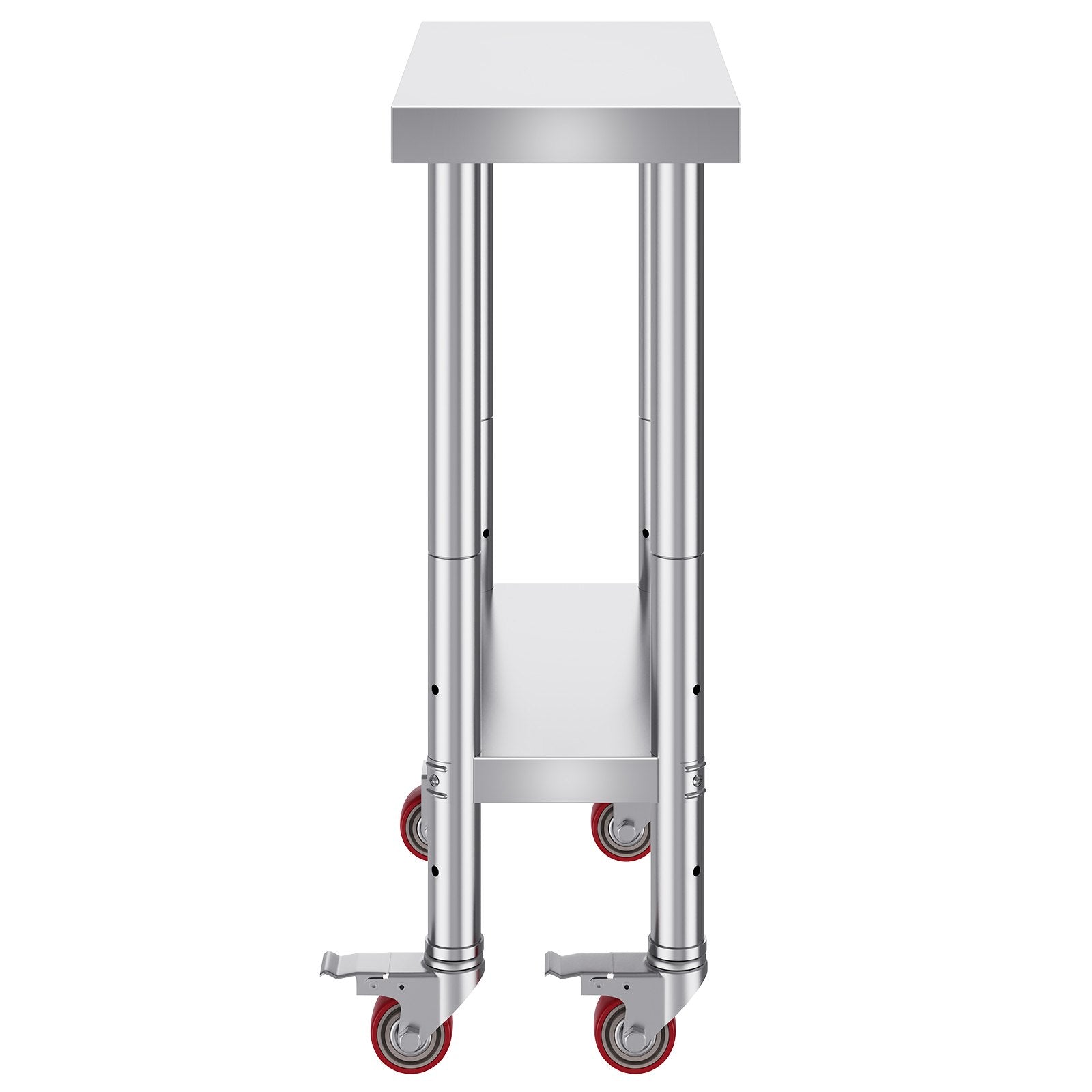 Stainless Steel Work Table 24x12x32in Wheels Heavy Duty Commercial Prep