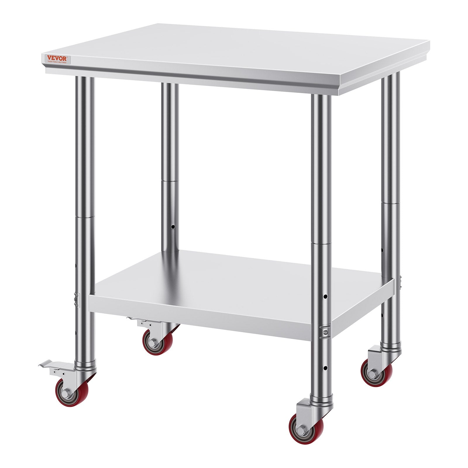 Stainless Steel Work Table 24x30x33.8in Wheels Heavy Duty Commercial Prep