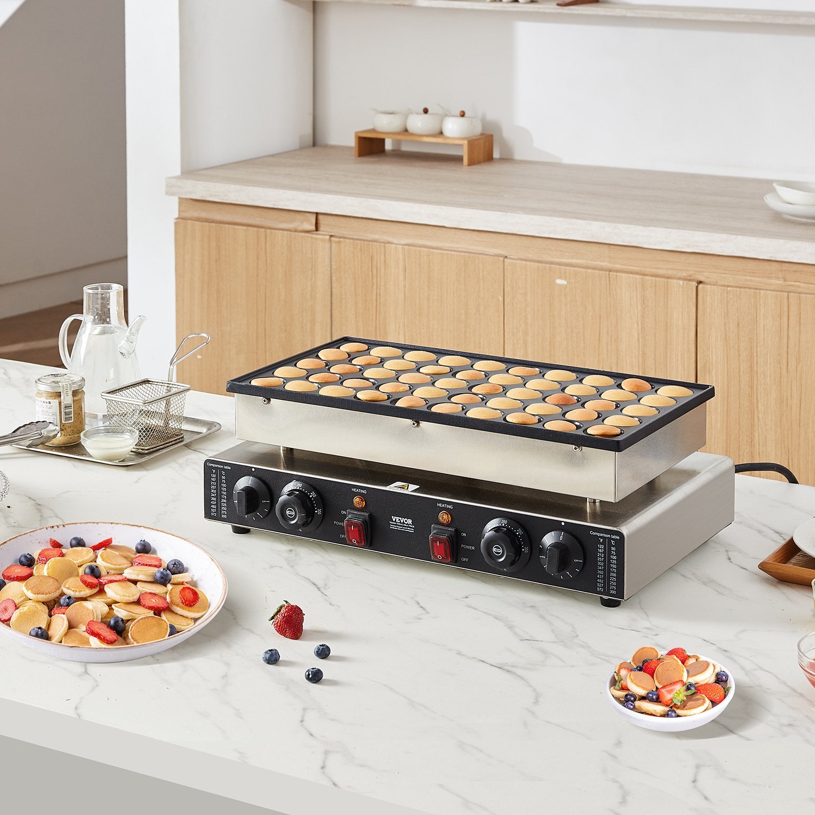 Mini Dutch Pancake Maker, 50pcs 43mm Dorayaki Baker, 1700W Electric Grill