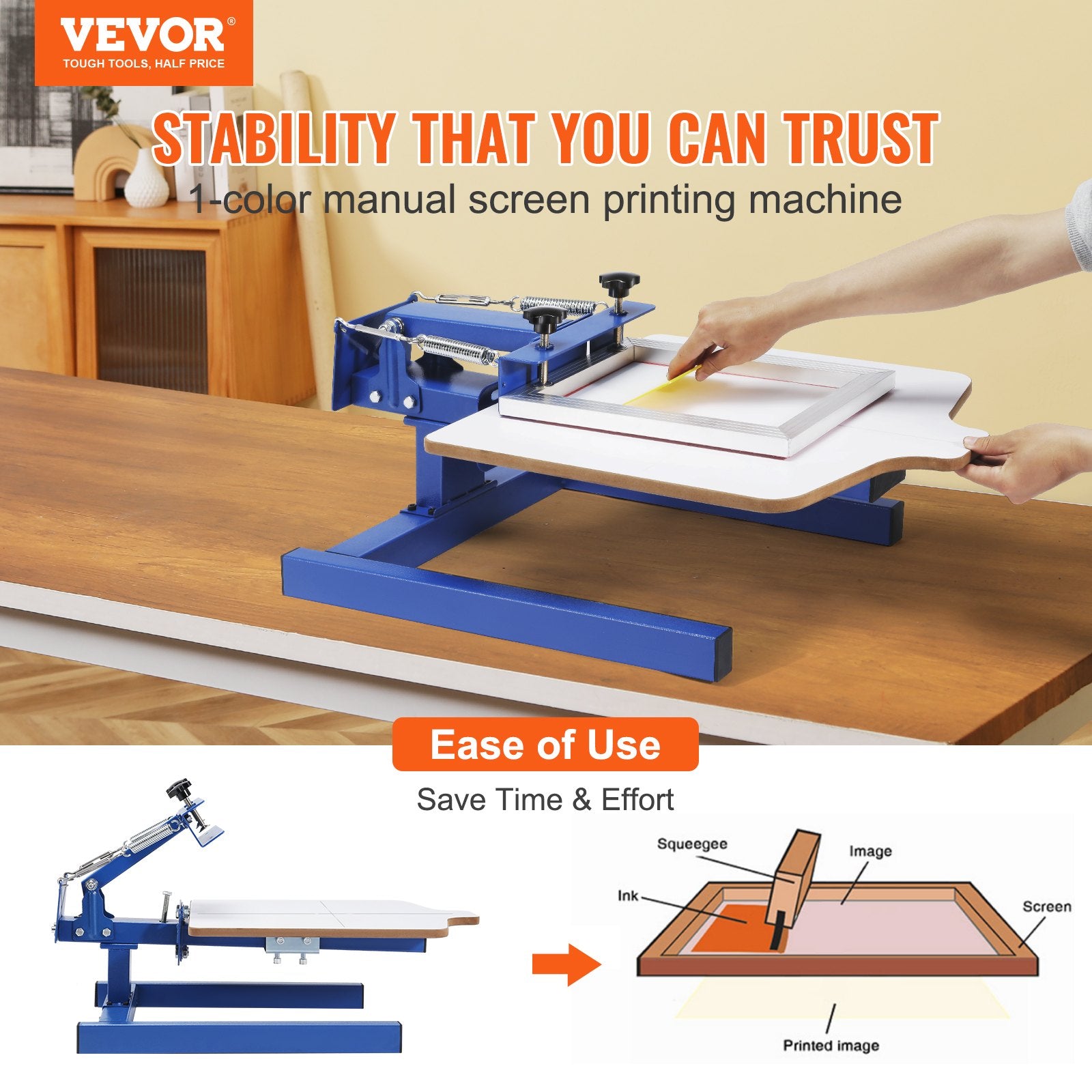 Screen Printing Machine 1 Color 1 Station 21.2x17.7in Double-Layer Adjustable