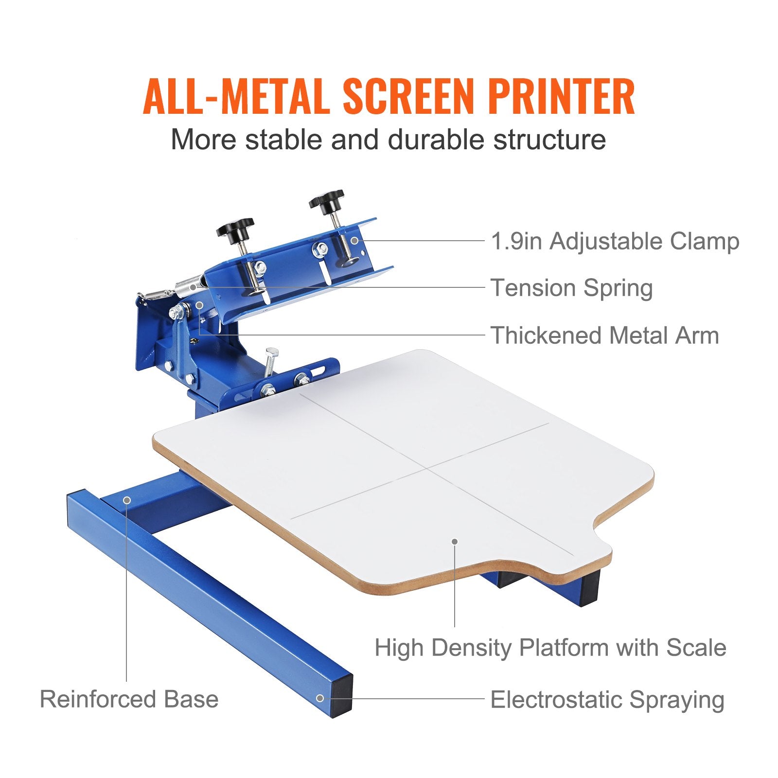 Screen Printing Machine 1 Color 1 Station 21.2x17.7in Double-Layer Adjustable