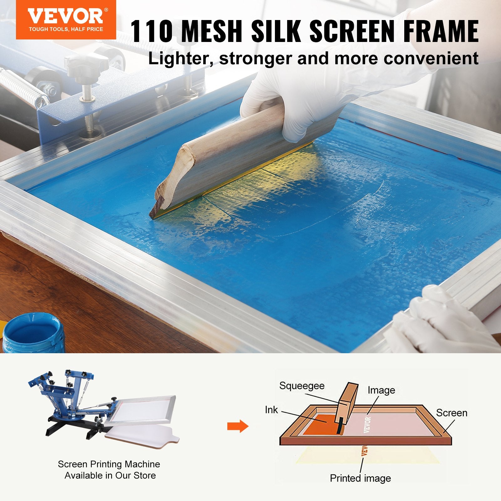 Screen Printing Kit 6 Pieces Aluminum Frames 25.4 x 35.6 cm with 110 Mesh
