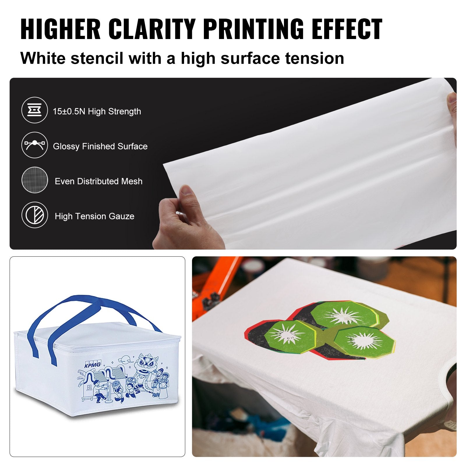 Screen Printing Kit 6pc Aluminum Frame 25.4x35.6cm 156 Mesh for T-Shirts DIY
