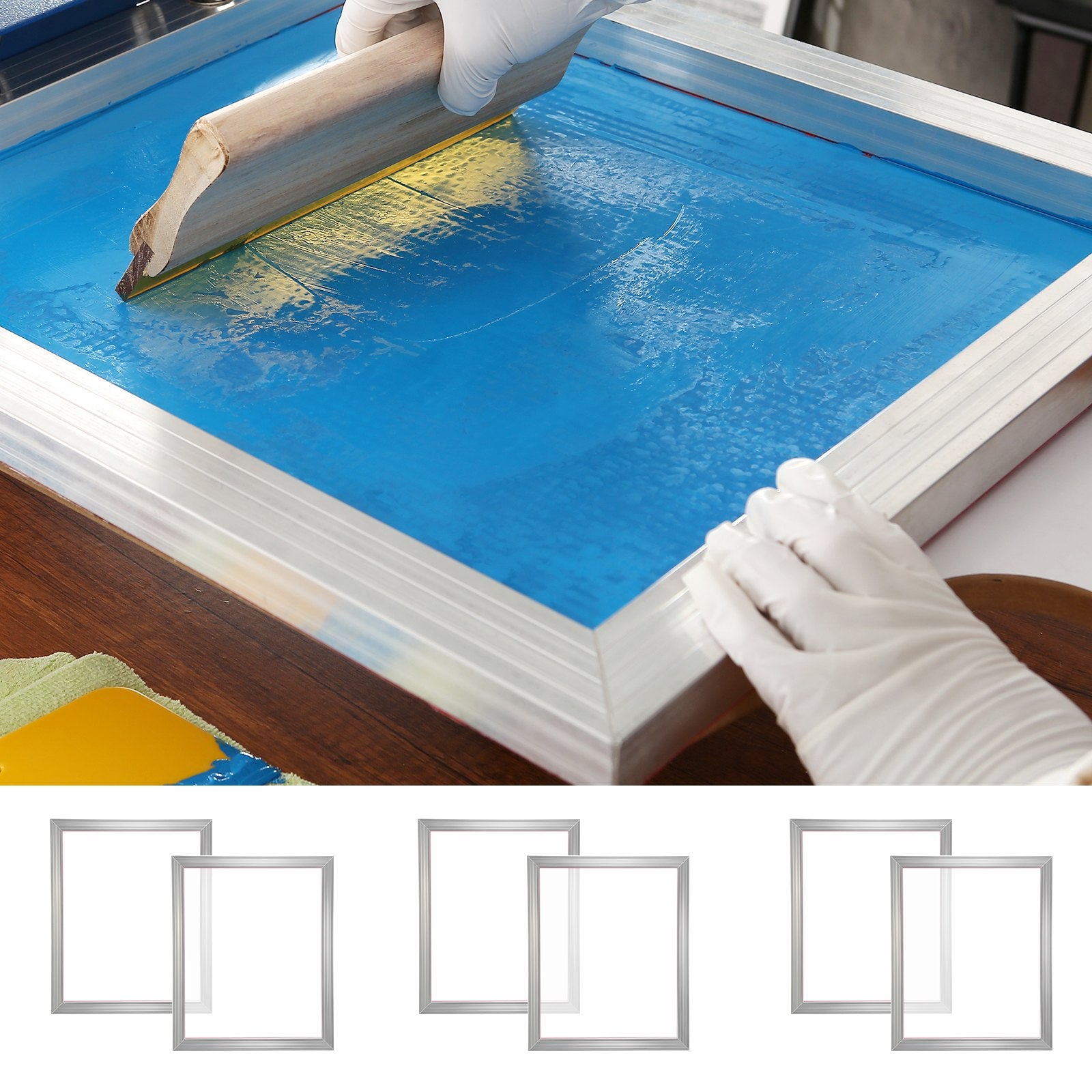 Screen Printing Kit 6 Aluminum Frames 20x24 inch with 160 Mesh for T-Shirts