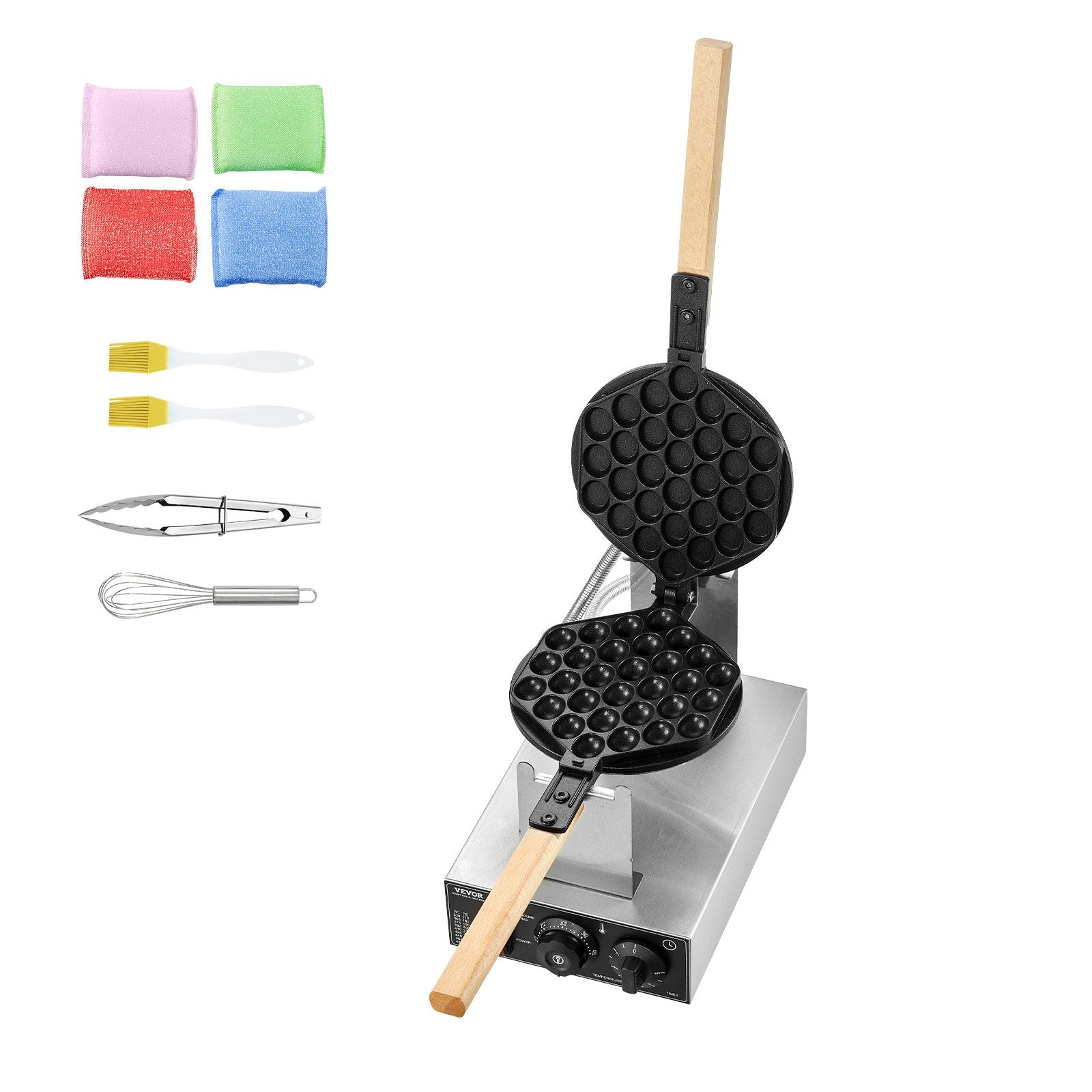 Commercial Bubble Waffle Maker 1400W Non-Stick Stainless Egg Puff Temp Control
