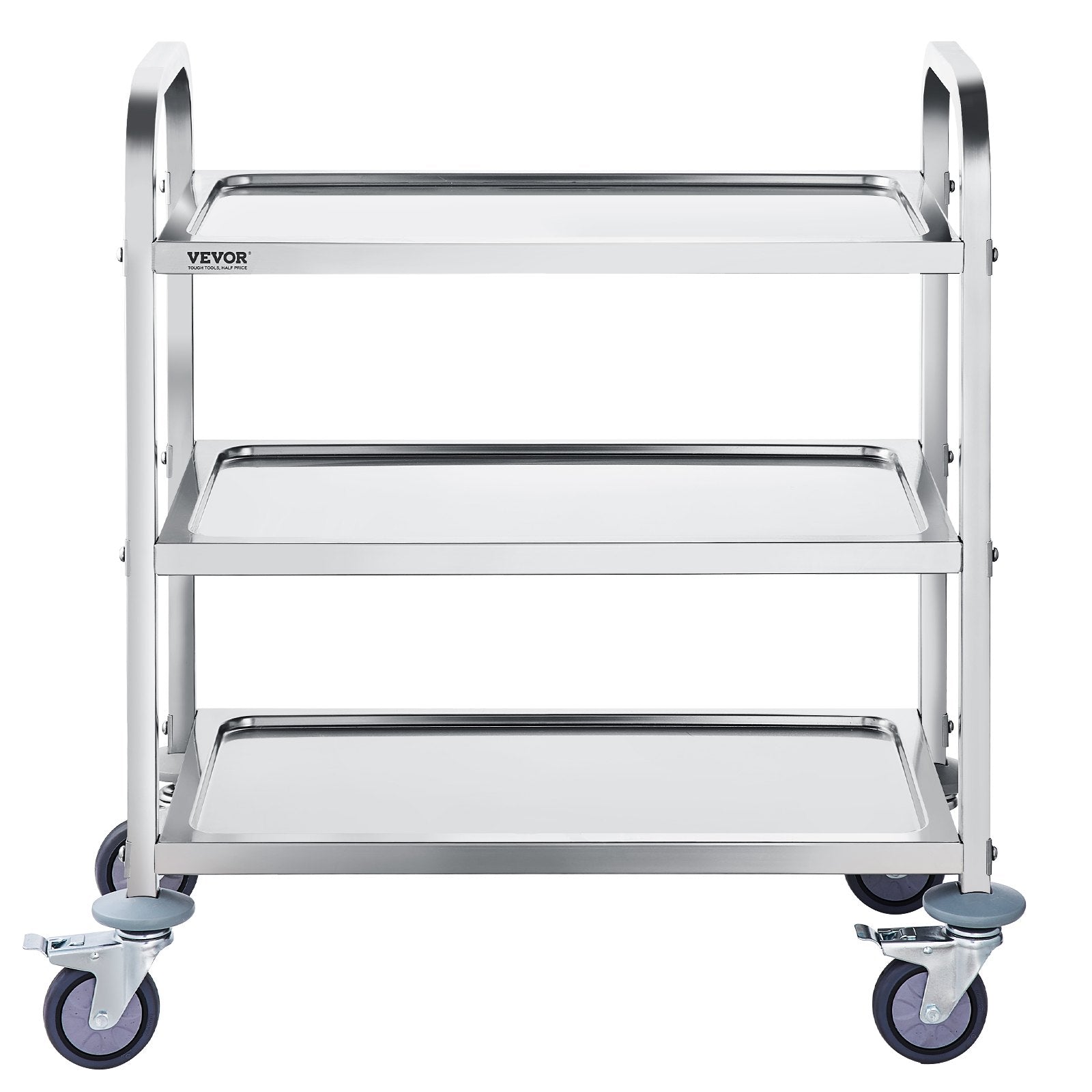 Stainless Steel Cart 3-Layer Lab Utility Lockable Wheels Medical Cart 181kg