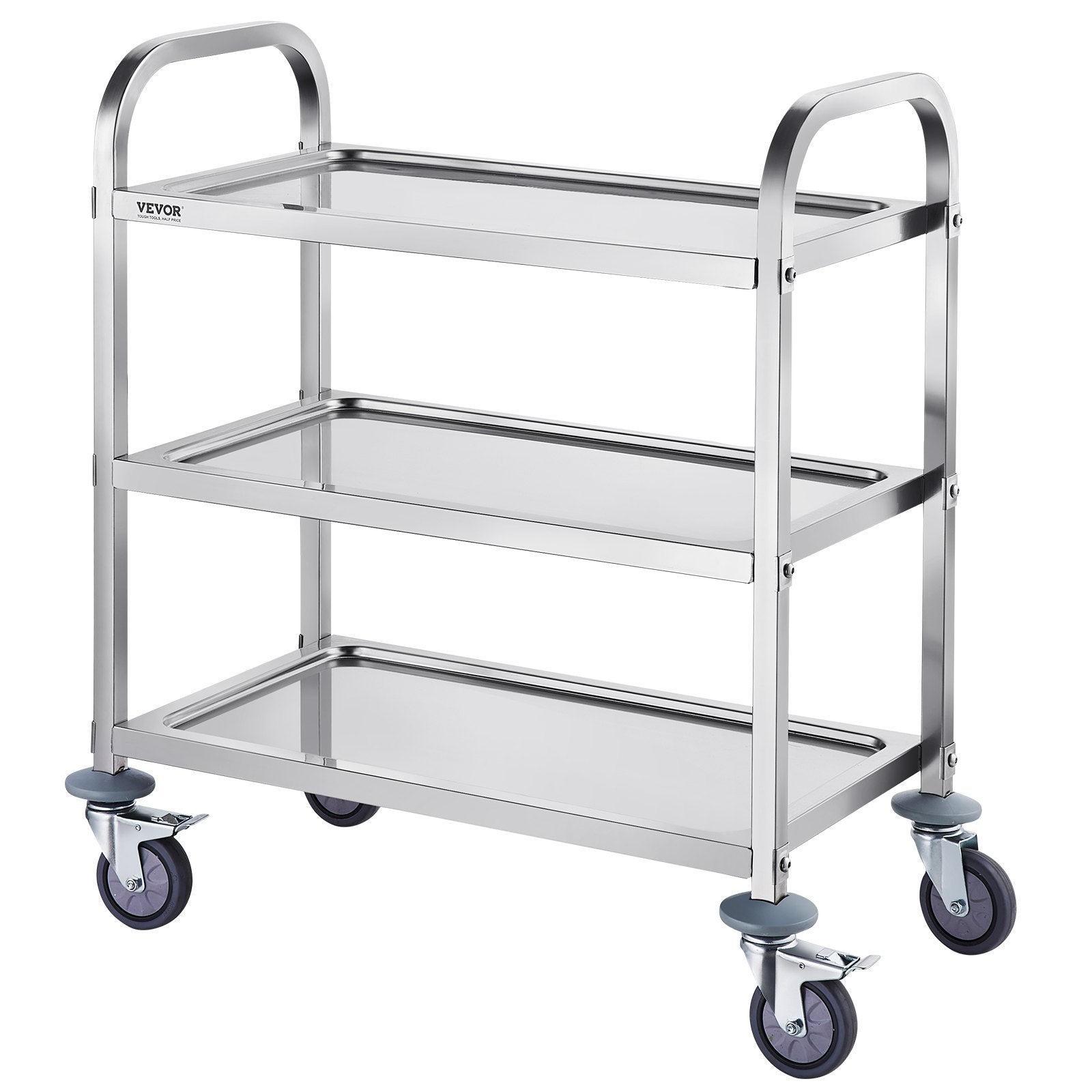 Stainless Steel Cart 3-Layer Lab Utility Lockable Wheels Medical Cart 181kg