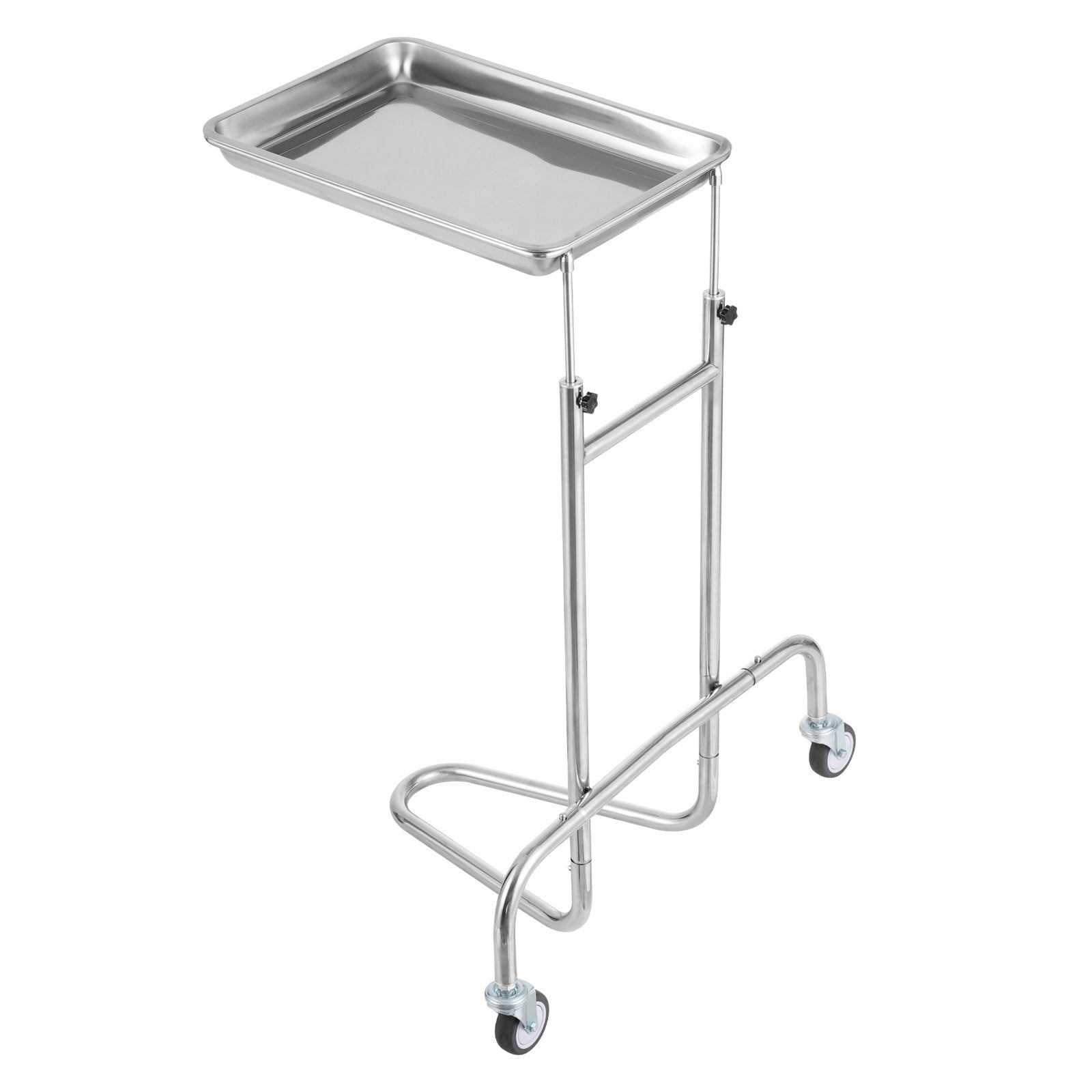 Stainless Steel Lab Cart Single Tray Mobile Medical Rolling 2 Silent Wheels