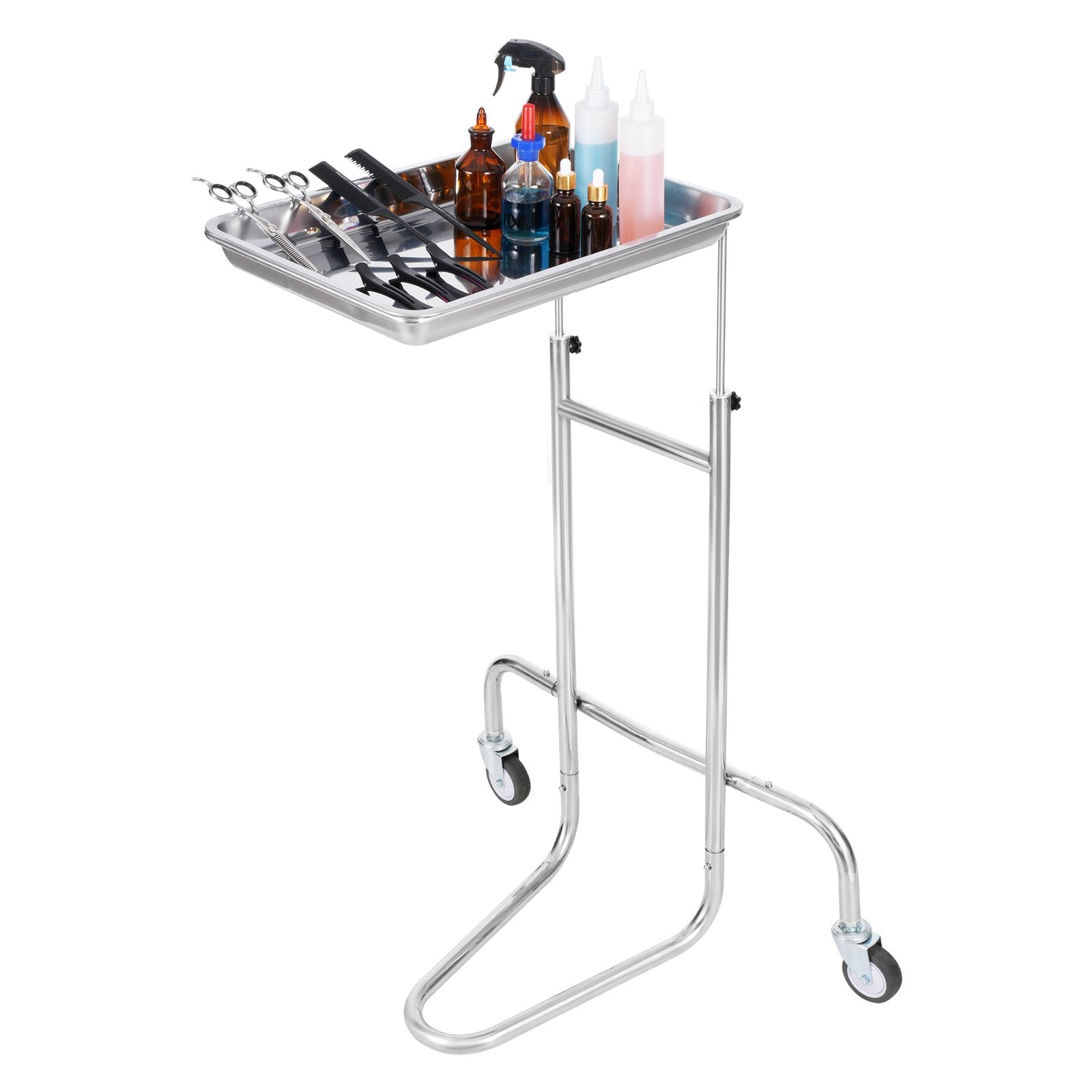 Stainless Steel Lab Cart Single Tray Mobile Medical Rolling 2 Silent Wheels