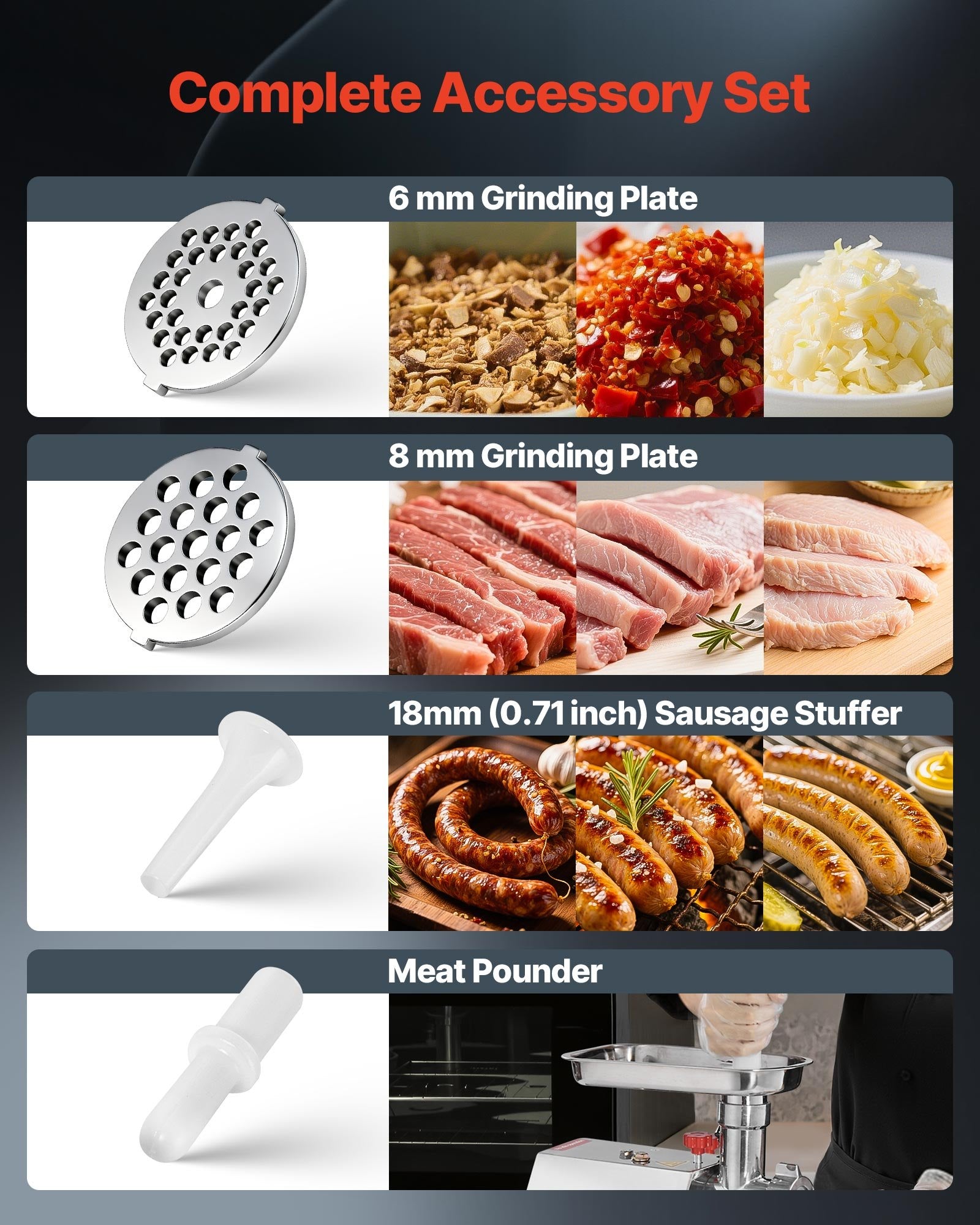 Electric Meat Grinder 4.5lbs/Min Industrial Mincer Blade Plate Sausage Maker