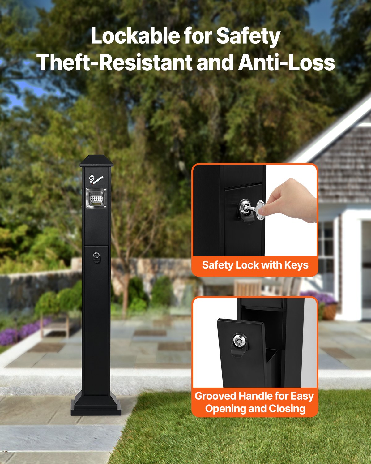 Cigarette Butt Receptacle, Weatherproof Freestanding Outdoor Disposal, 4 Opening