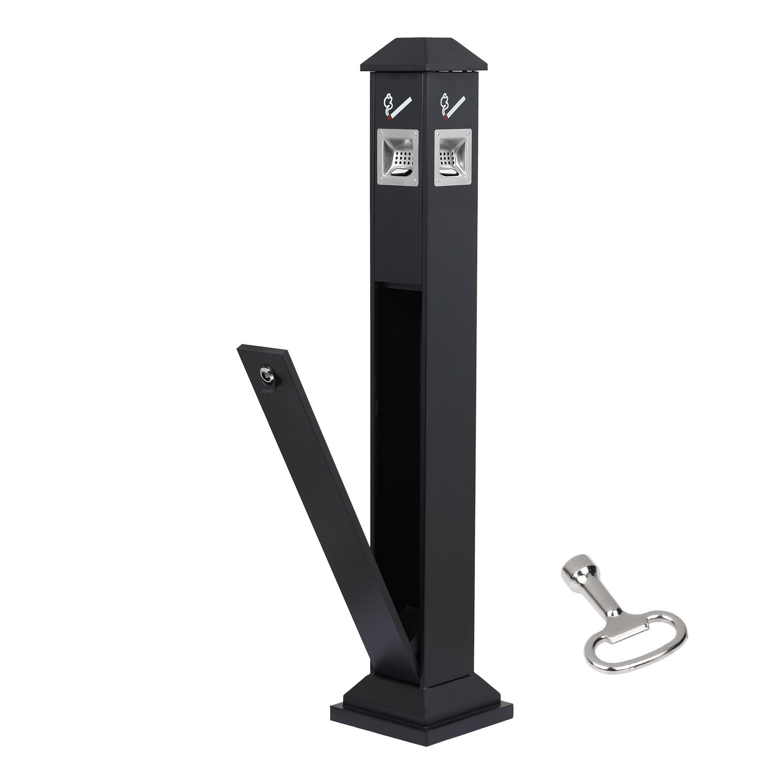 Cigarette Butt Receptacle, Weatherproof Freestanding Outdoor Disposal, 4 Opening