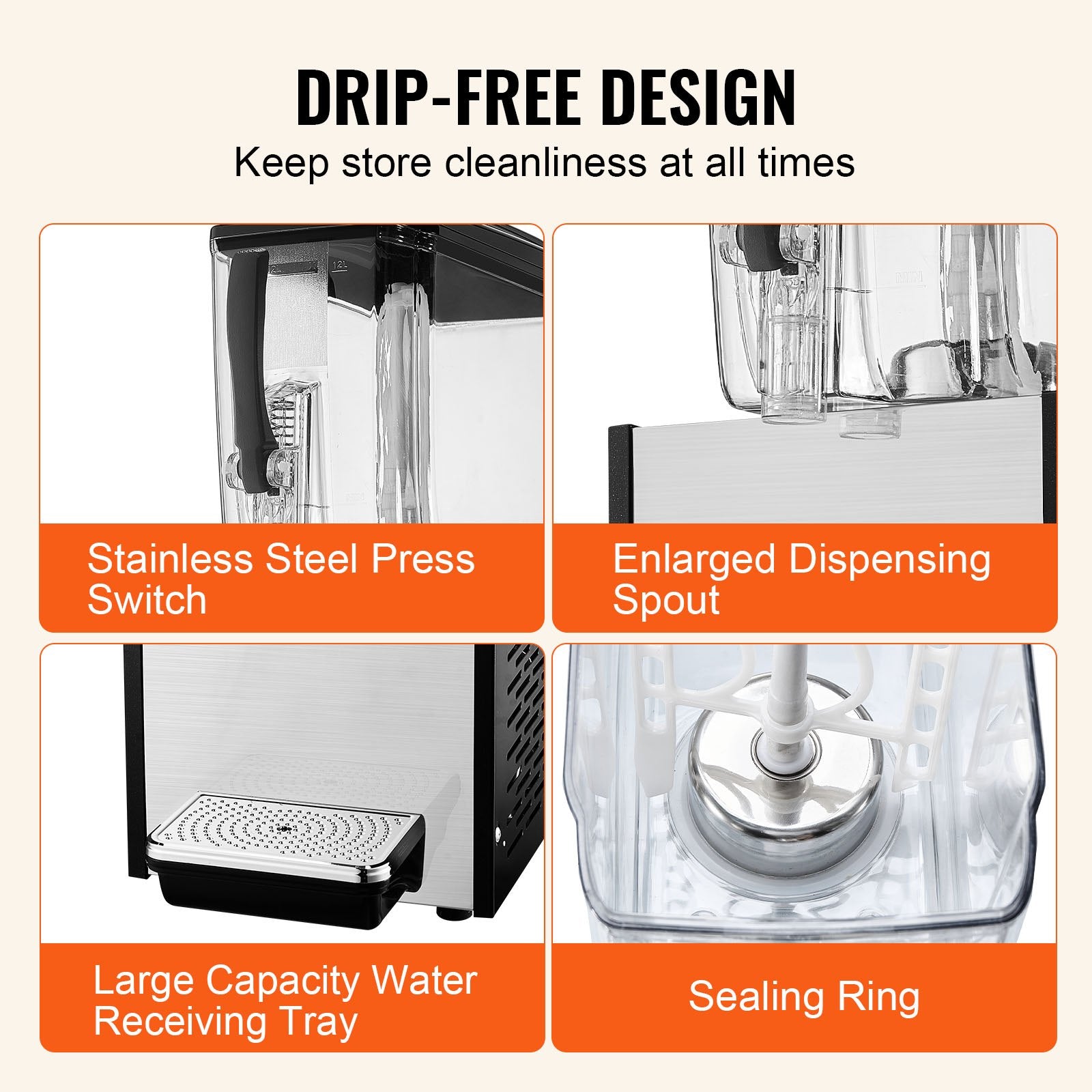 Commercial Beverage Dispenser 12L 246W Stainless Steel Ice Tea Cold Drink