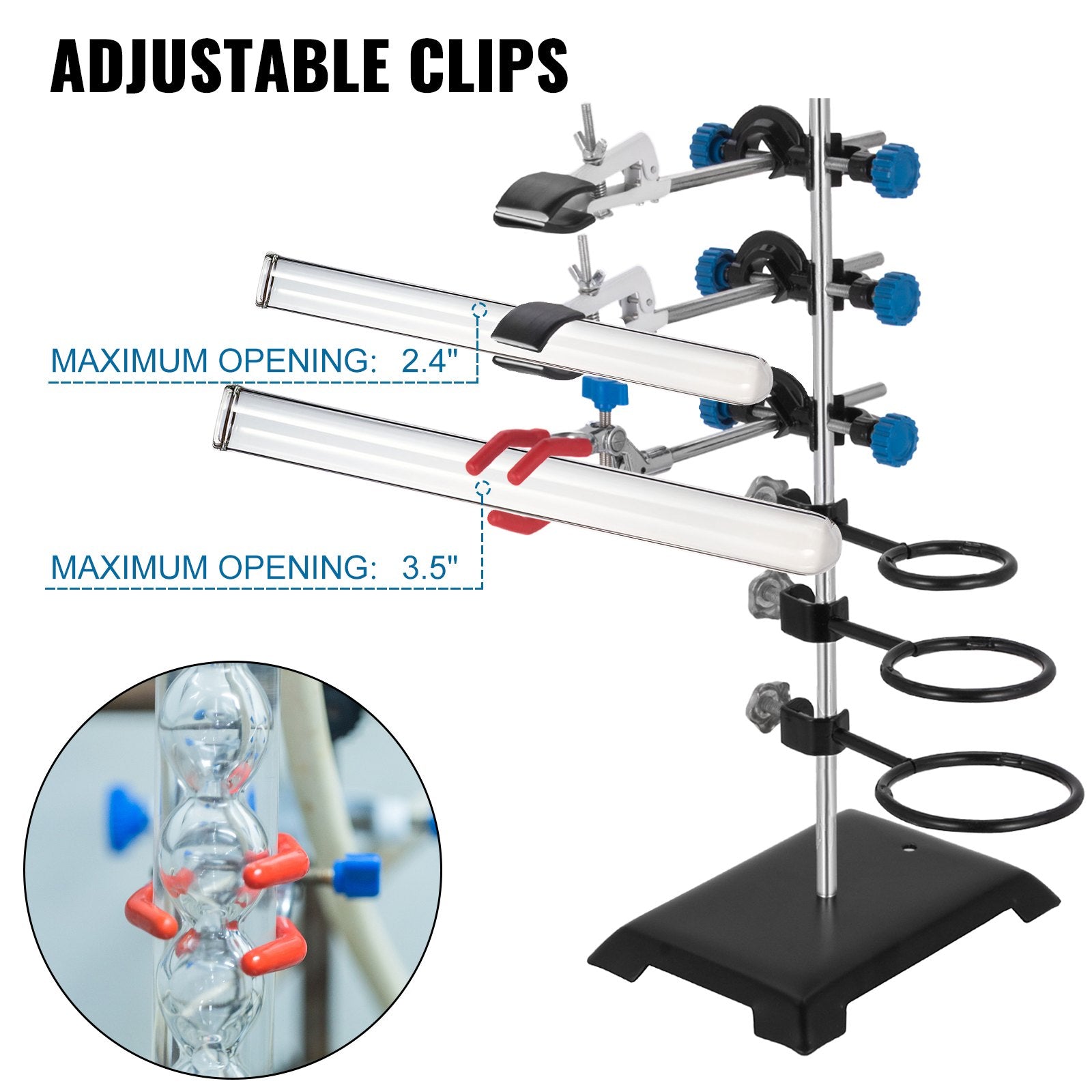 60CM Laboratory Stand Metalware Set with Condenser and Flask Tube Clamp Clips