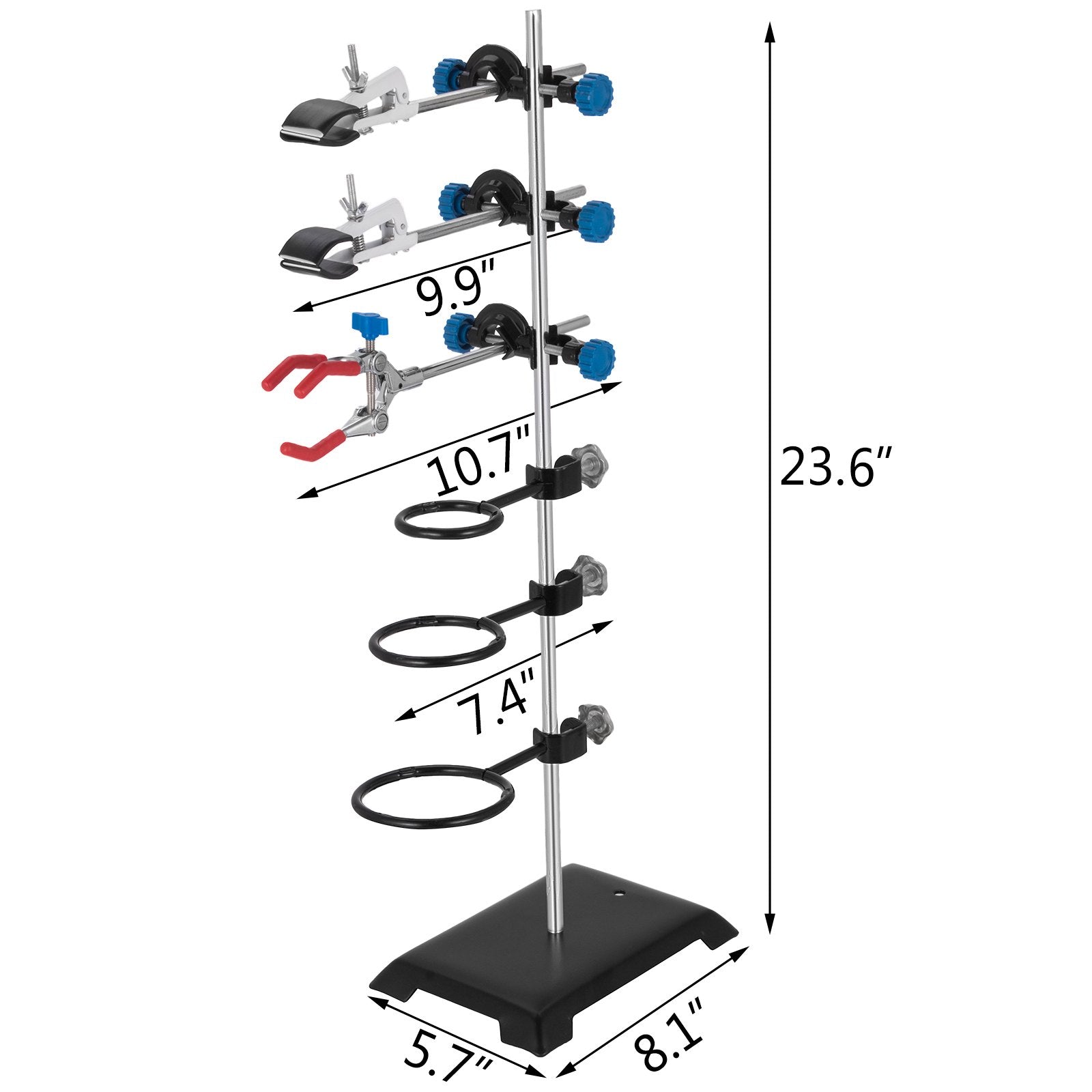 60CM Laboratory Stand Metalware Set with Condenser and Flask Tube Clamp Clips
