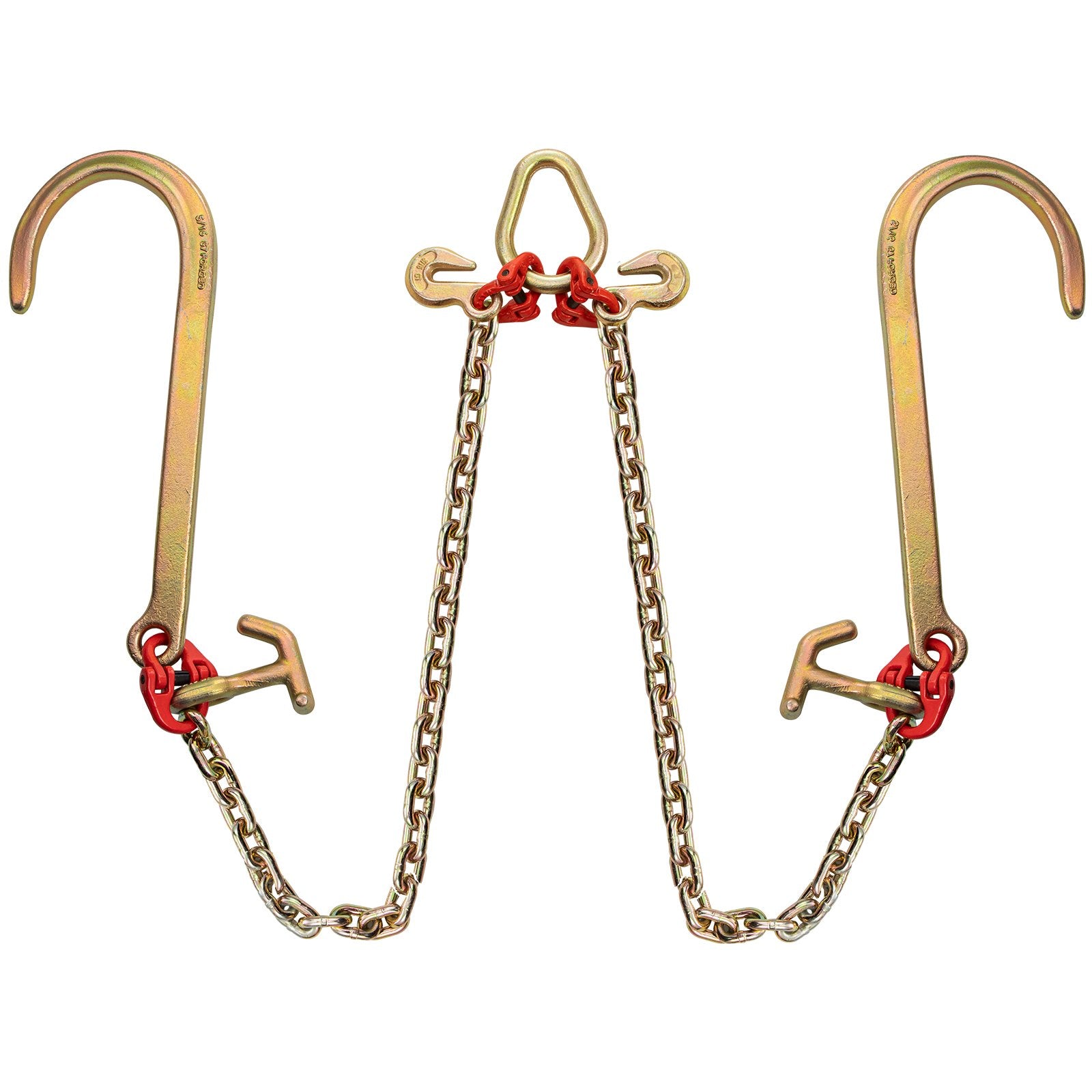 V Bridle Chain 5/16"x2ft Grade 80 9260lbs Tow Chain with TJ & Grab Hooks