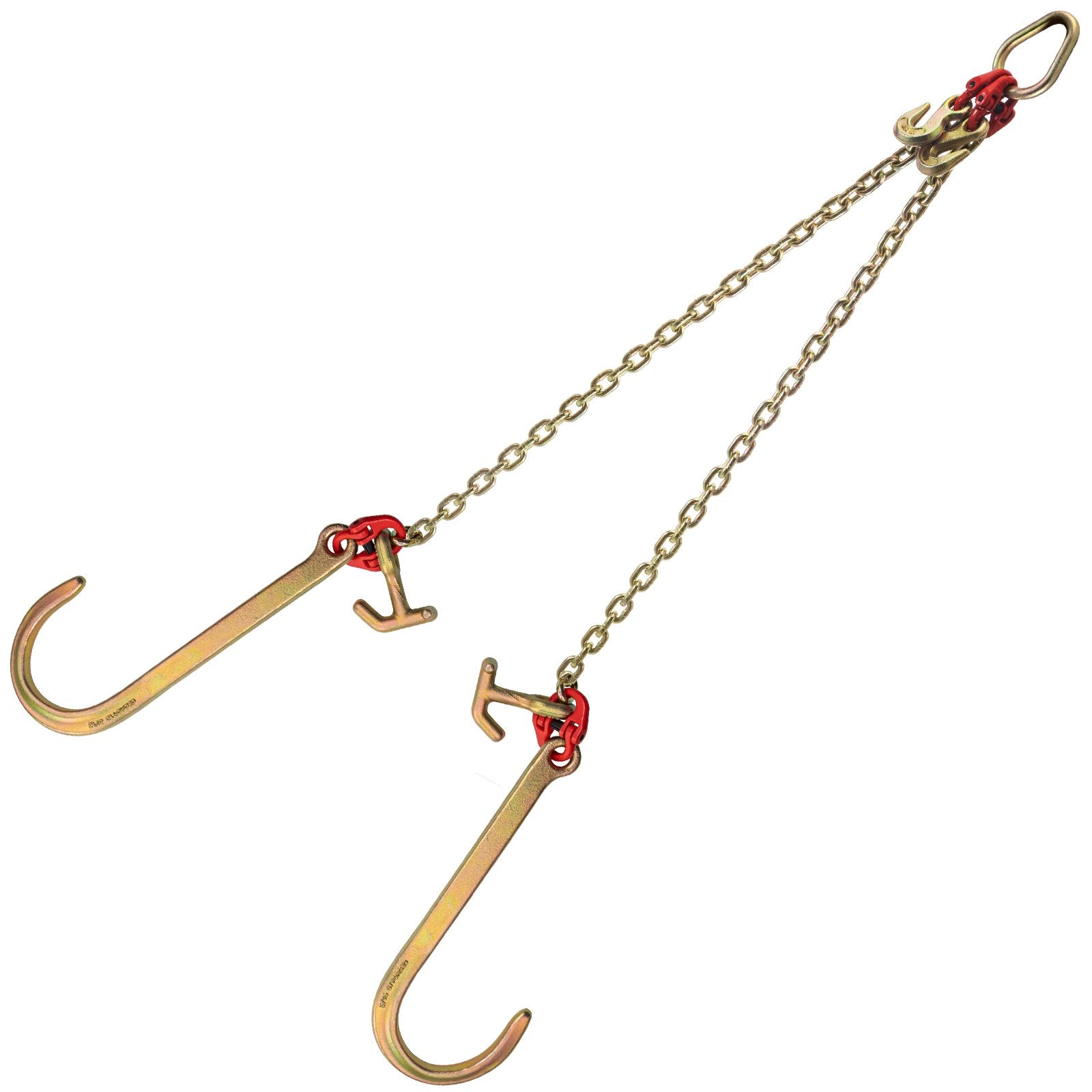 V Bridle Chain 5/16"x2ft Grade 80 9260lbs Tow Chain with TJ & Grab Hooks