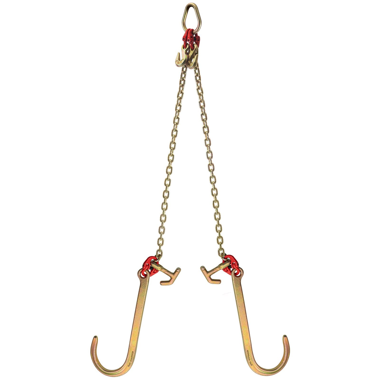 V Bridle Chain 5/16"x2ft Grade 80 9260lbs Tow Chain with TJ & Grab Hooks