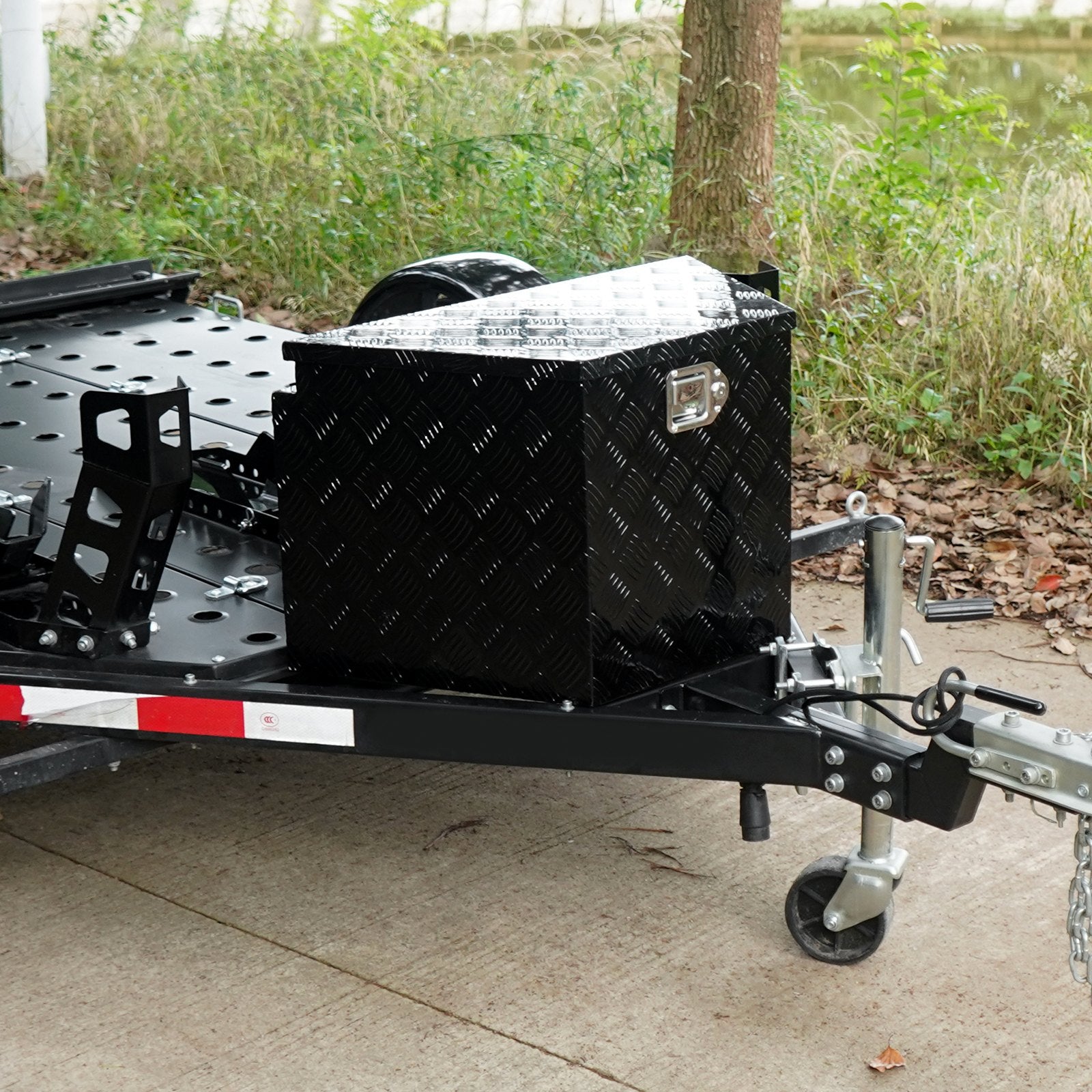 Aluminum Trailer Tongue Box, Heavy Duty Tool Chest with Lock for Truck & RV
