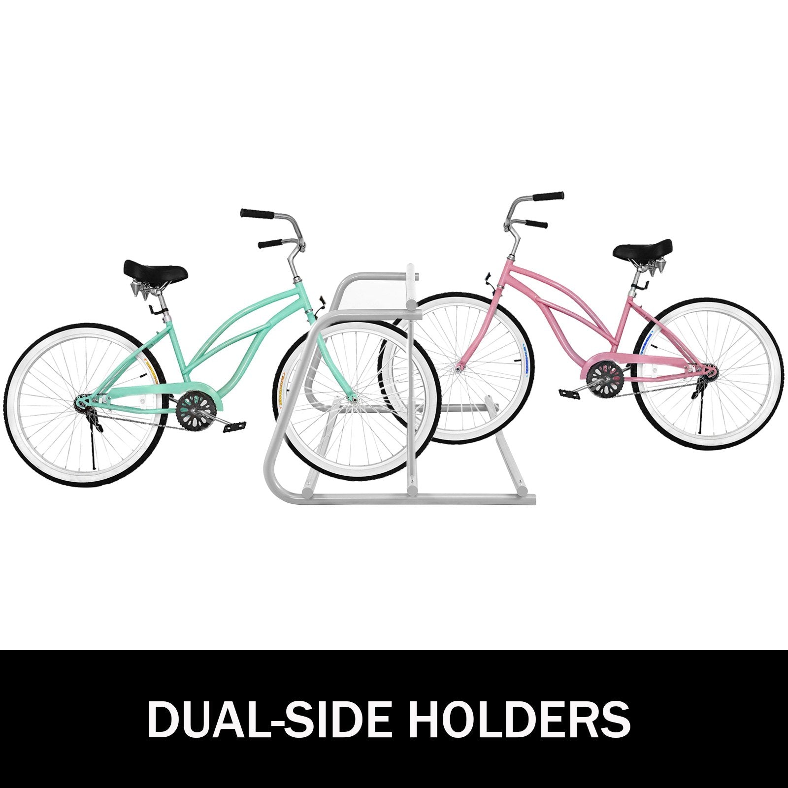 10-Holder Floor Bike Rack 59" All-Steel Grid Dual-Side 10-Bike Stand