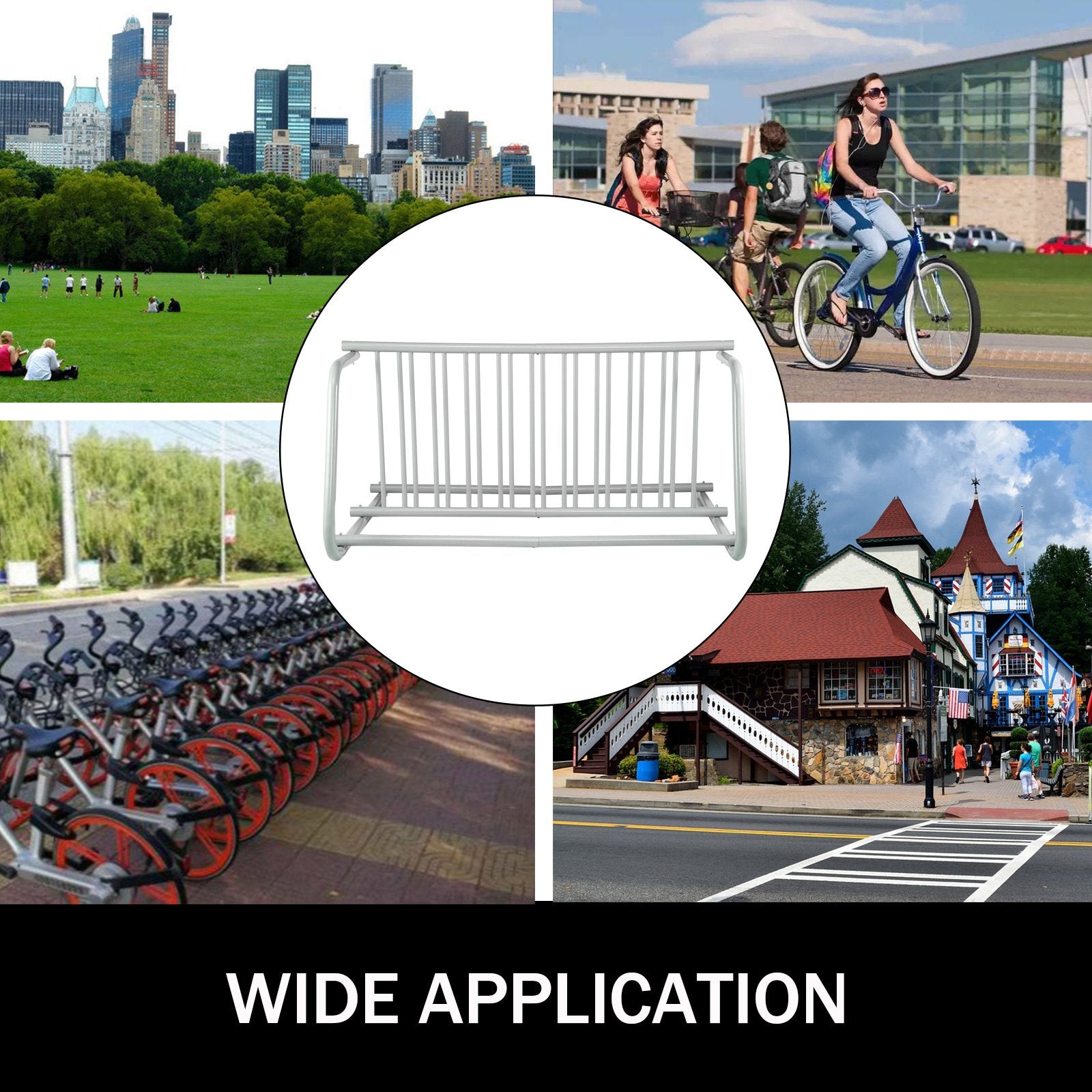 10-Holder Floor Bike Rack 59" All-Steel Grid Dual-Side 10-Bike Stand