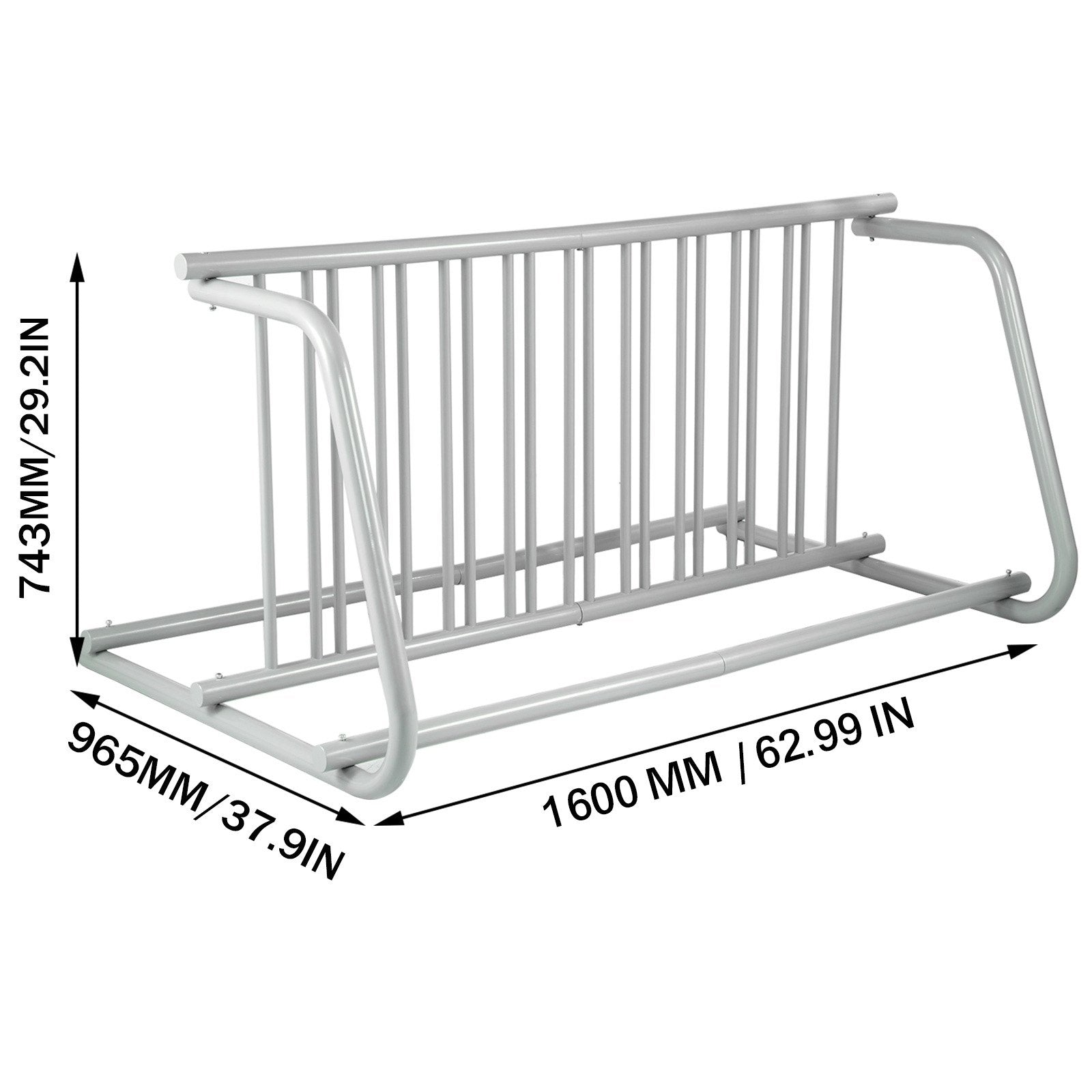 10-Holder Floor Bike Rack 59" All-Steel Grid Dual-Side 10-Bike Stand