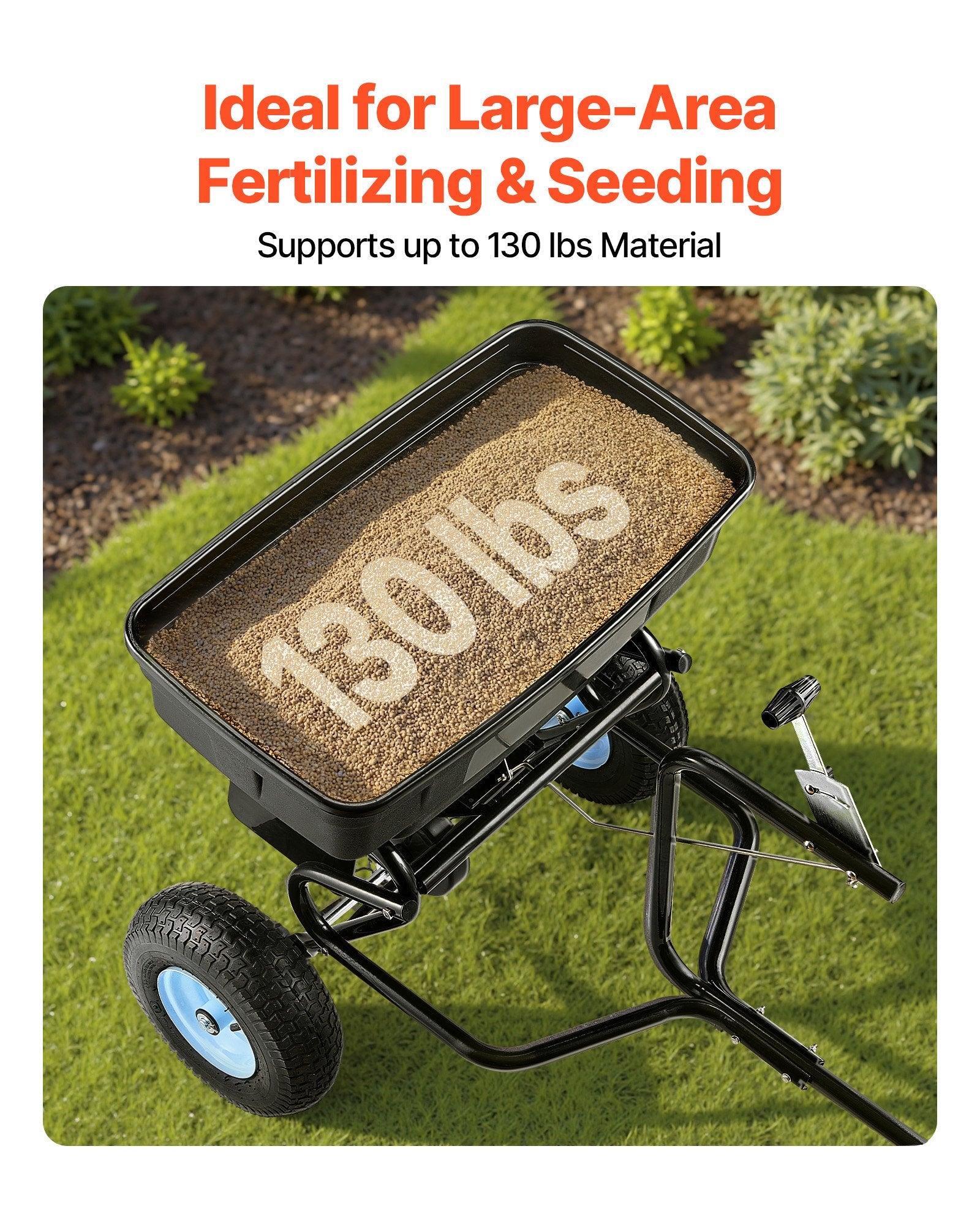 Lawn Spreader Push and Tow Behind Broadcast Drop Fertilizer Seed Ice Melt